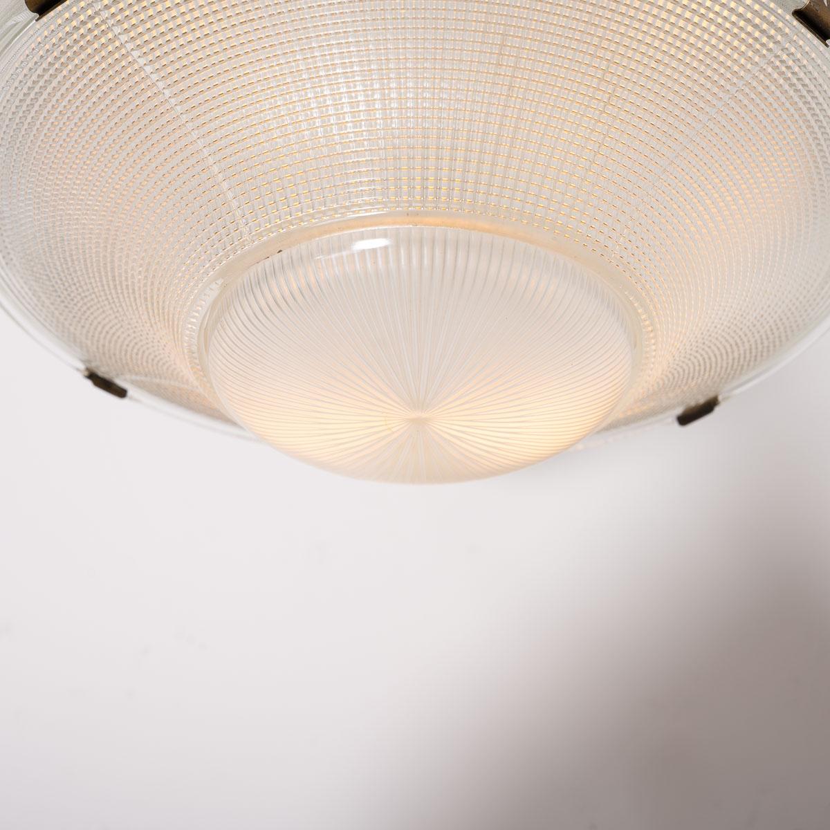 Rare XL Three Part Holophane Light Fitting with Cast Brass Scrolled Wall Bracket For Sale 6