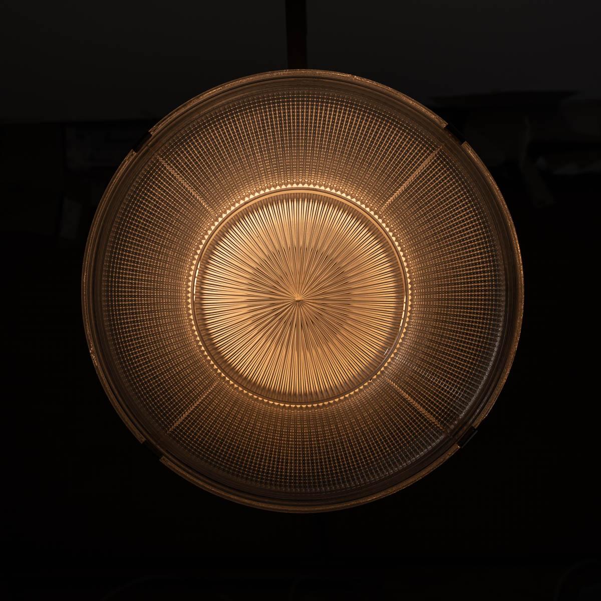 Rare XL Three Part Holophane Light Fitting with Cast Brass Scrolled Wall Bracket For Sale 11