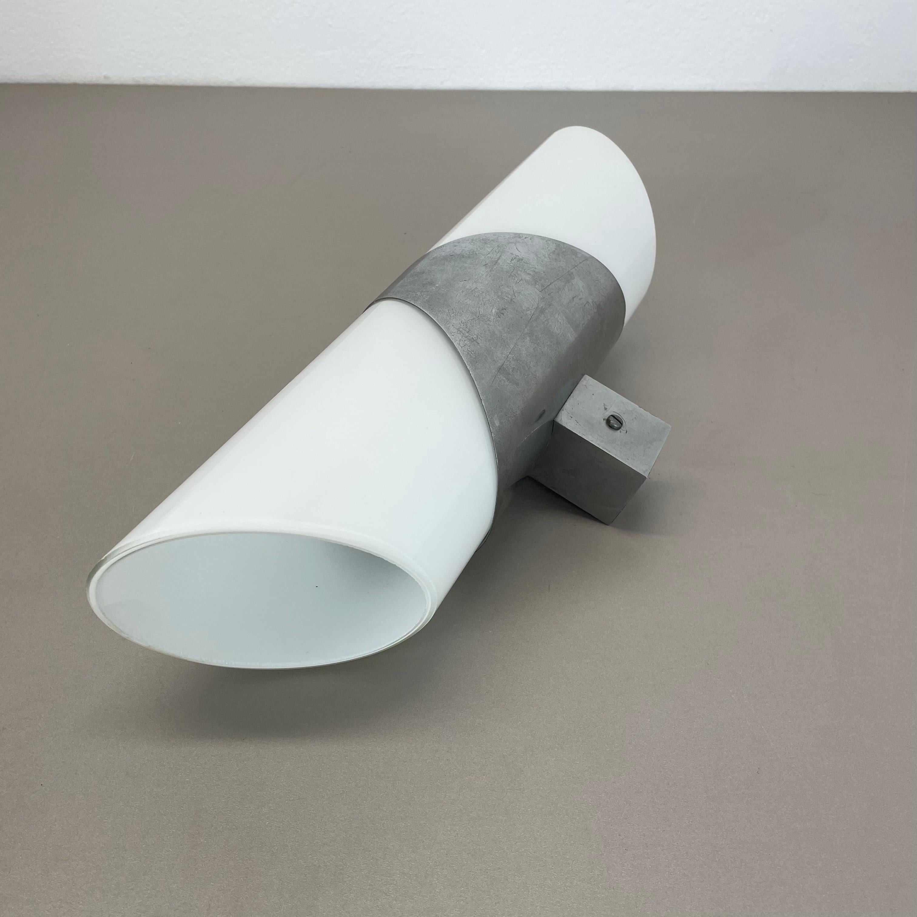 rare xxl 40cm silver metal and satin glass tube 