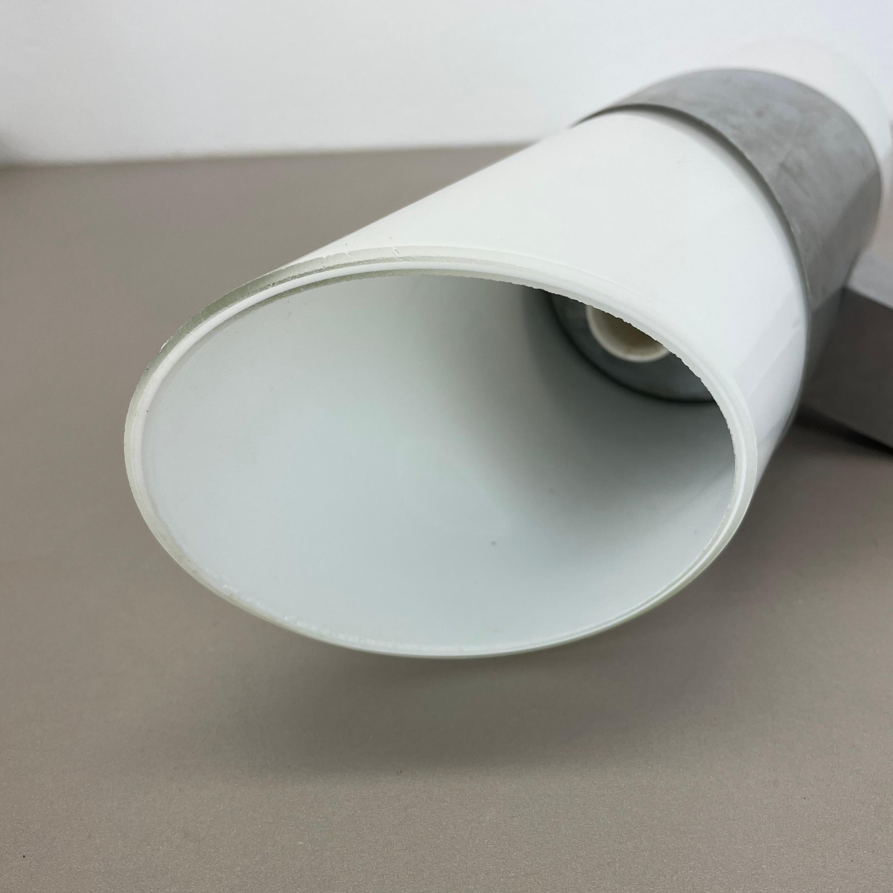 rare xxl 40cm silver metal and satin glass tube 