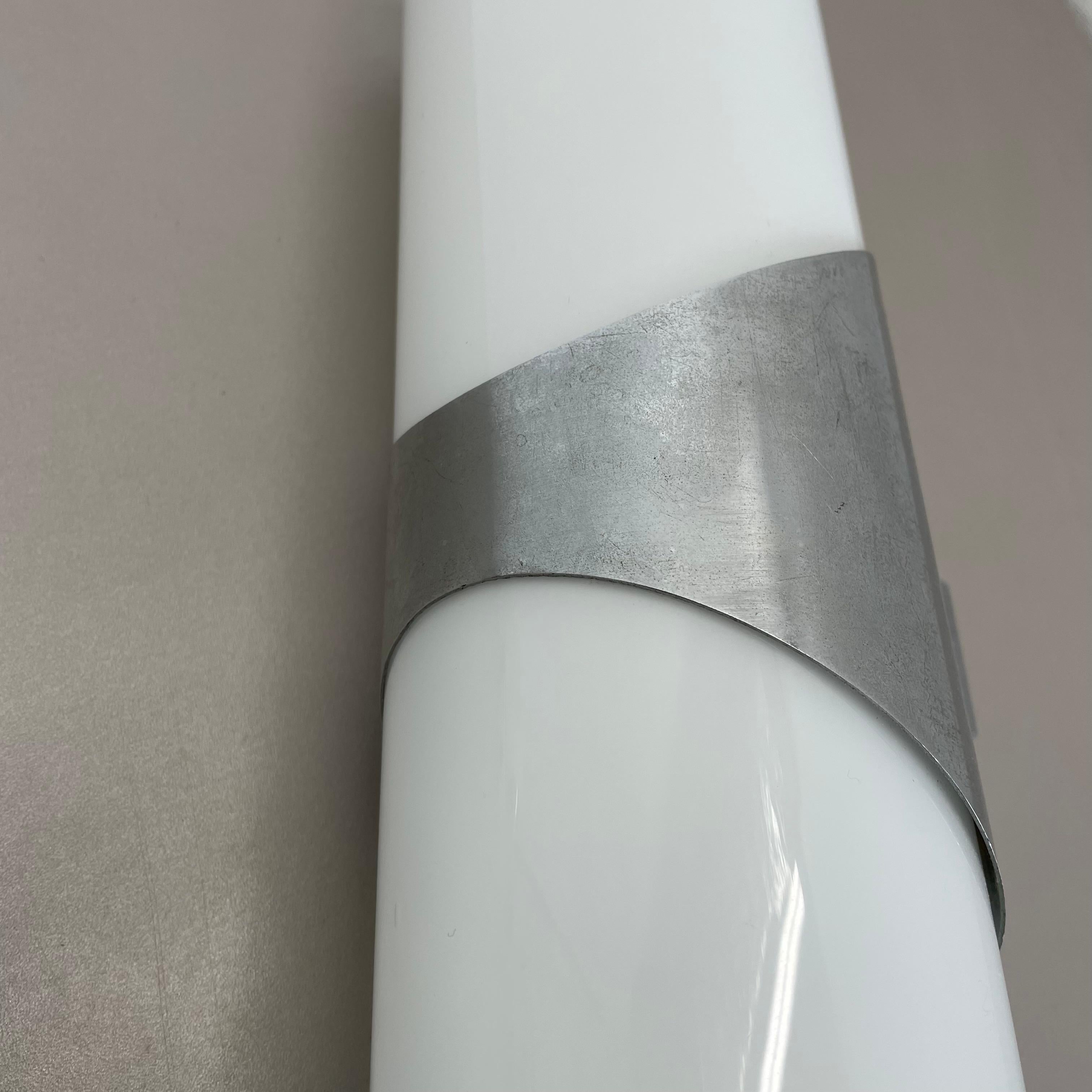 rare xxl 40cm silver metal and satin glass tube 