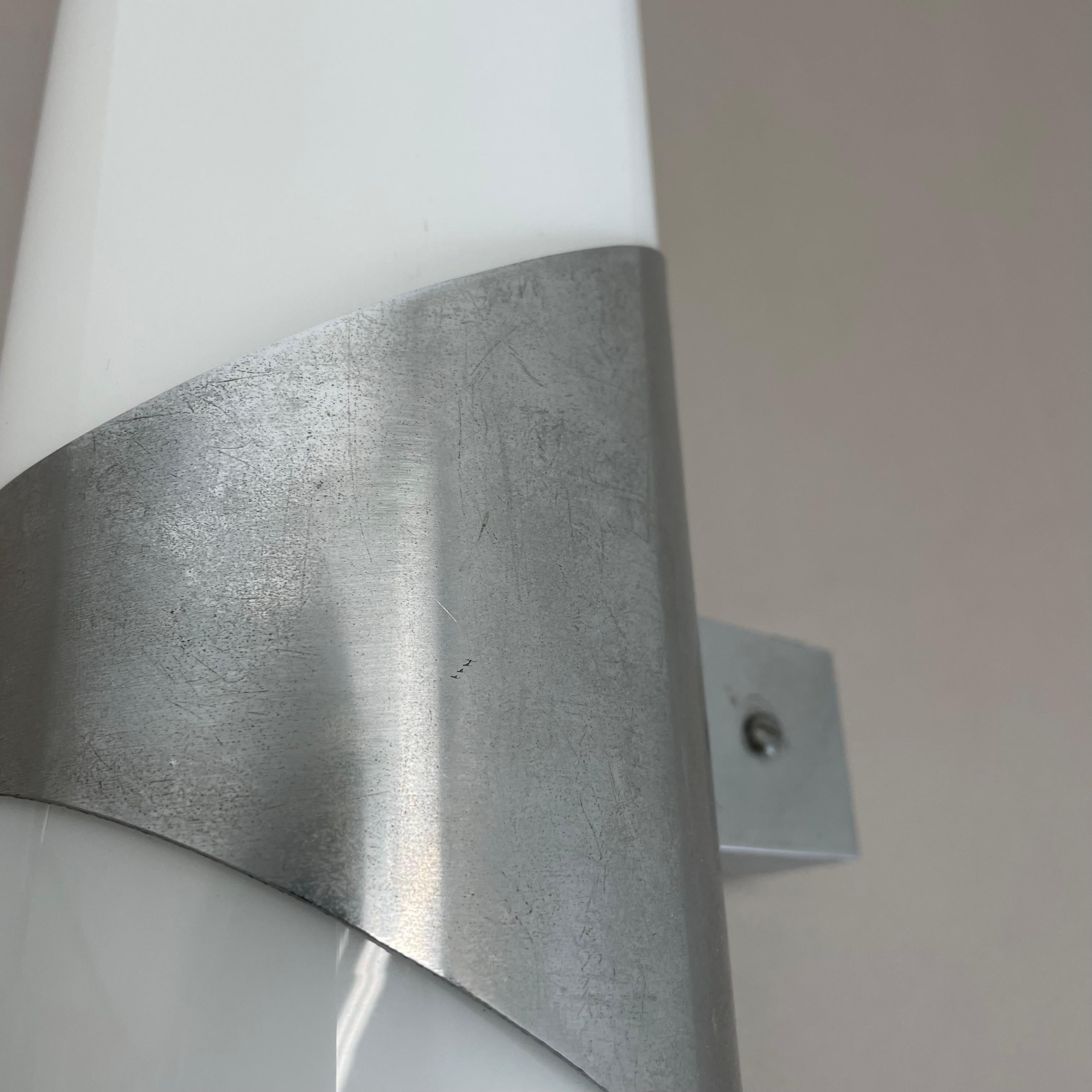 rare xxl 40cm silver metal and satin glass tube 