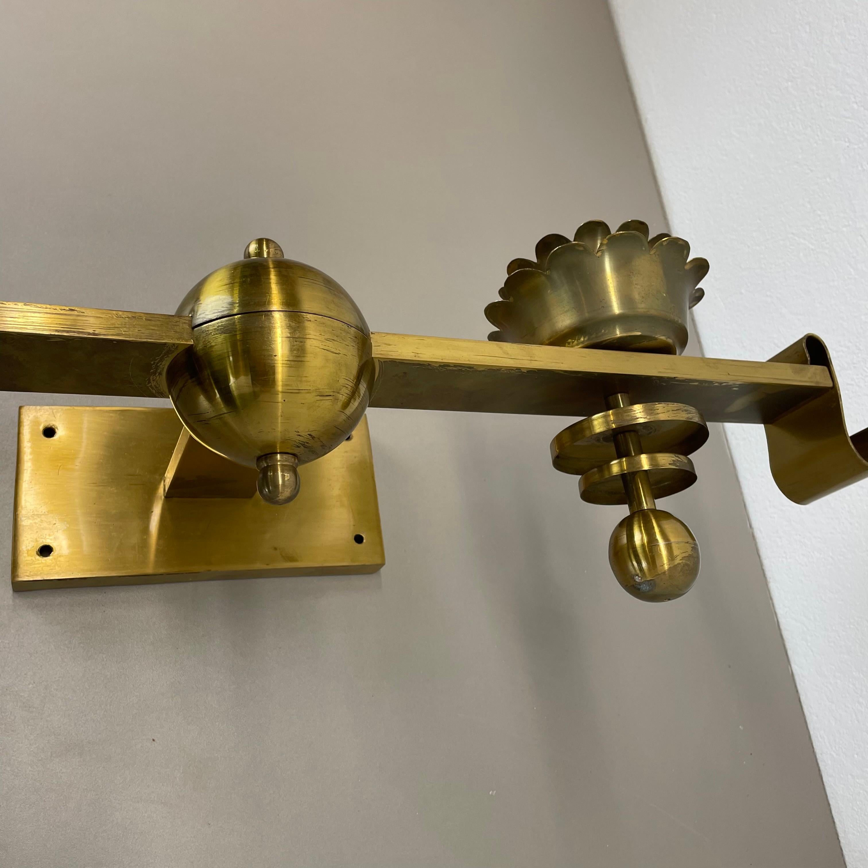 rare xxl art deco 65cm solid Brass Stilnovo Style Theatre Wall Light Italy 1950s For Sale 5