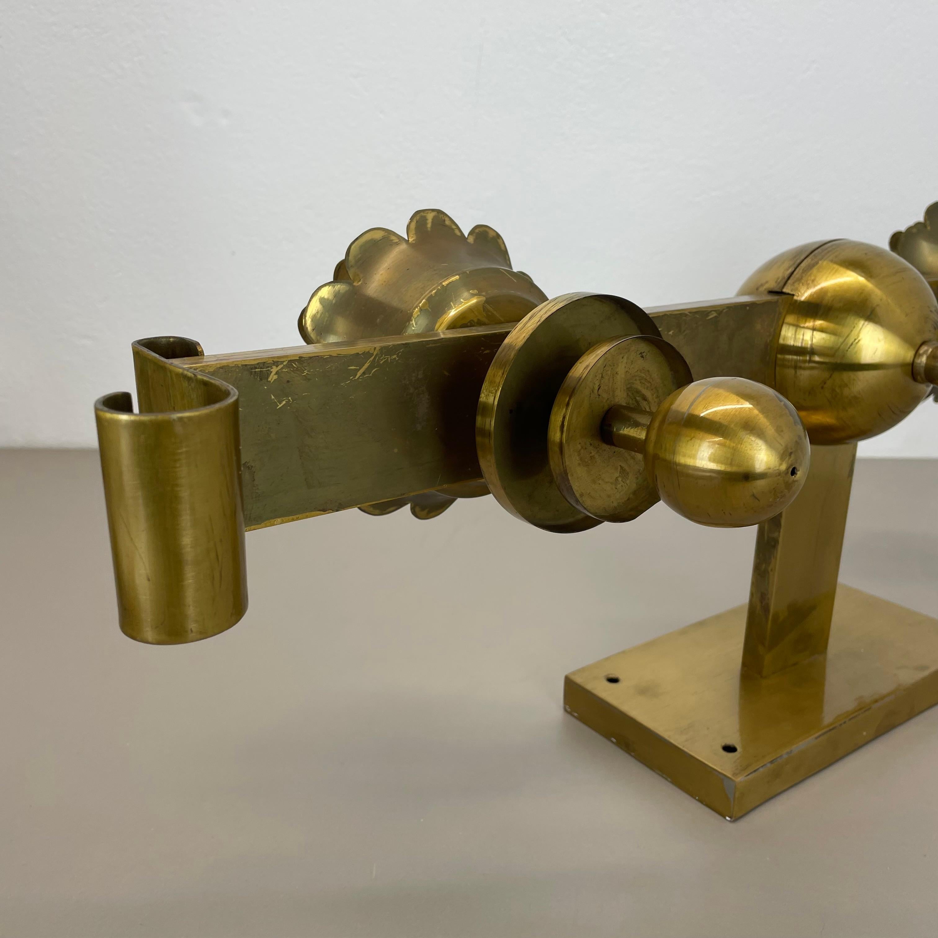 rare xxl art deco 65cm solid Brass Stilnovo Style Theatre Wall Light Italy 1950s For Sale 6