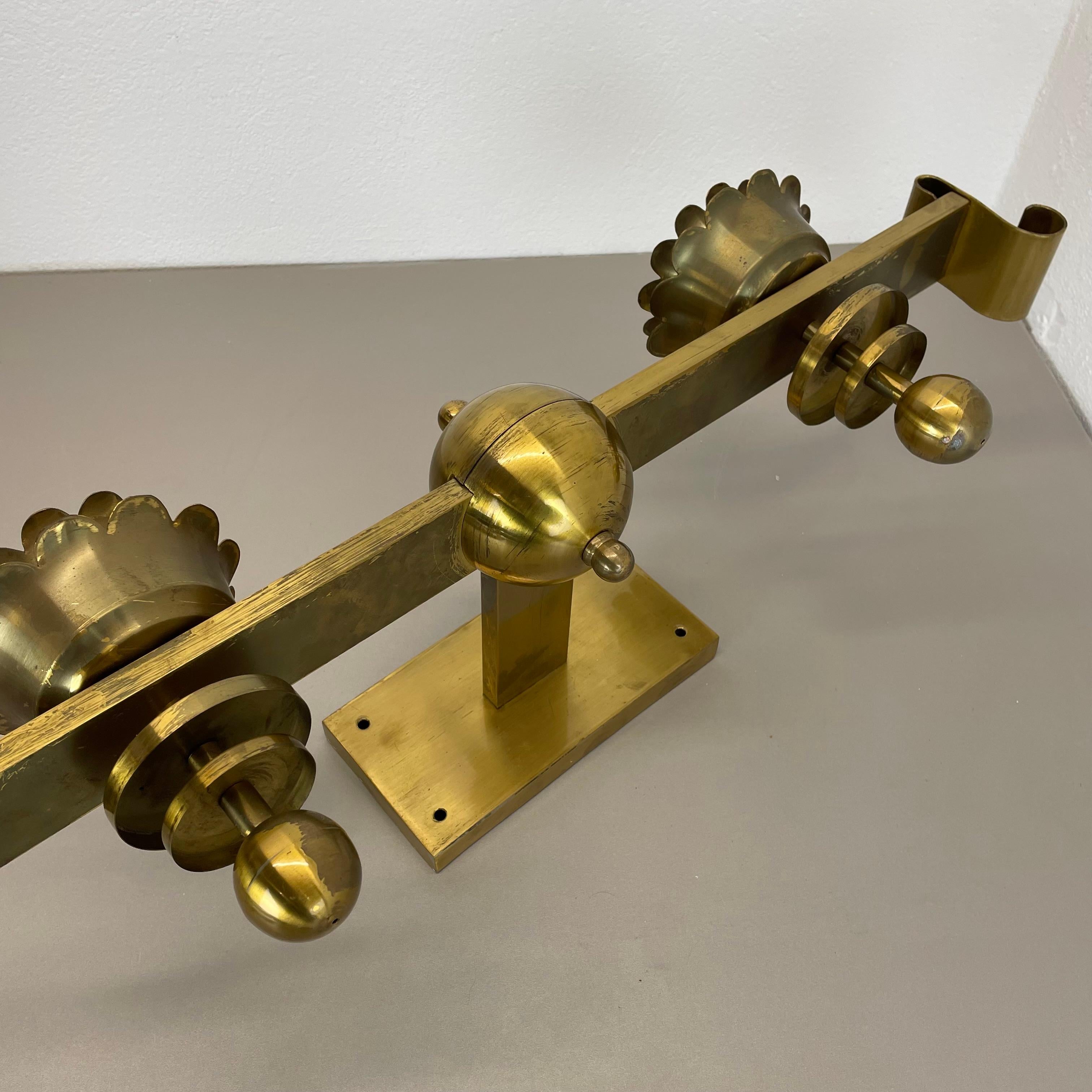 rare xxl art deco 65cm solid Brass Stilnovo Style Theatre Wall Light Italy 1950s For Sale 8