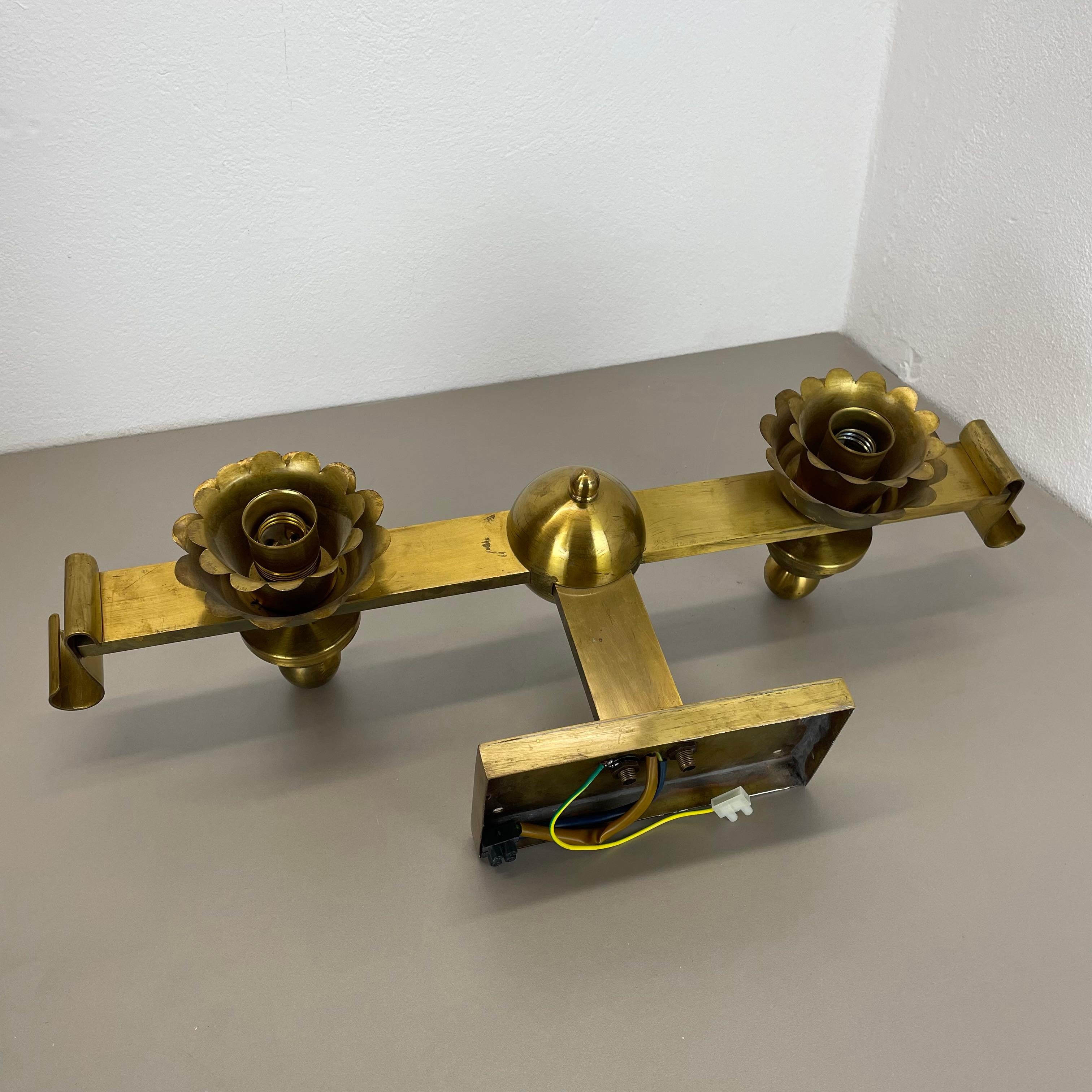 rare xxl art deco 65cm solid Brass Stilnovo Style Theatre Wall Light Italy 1950s For Sale 9