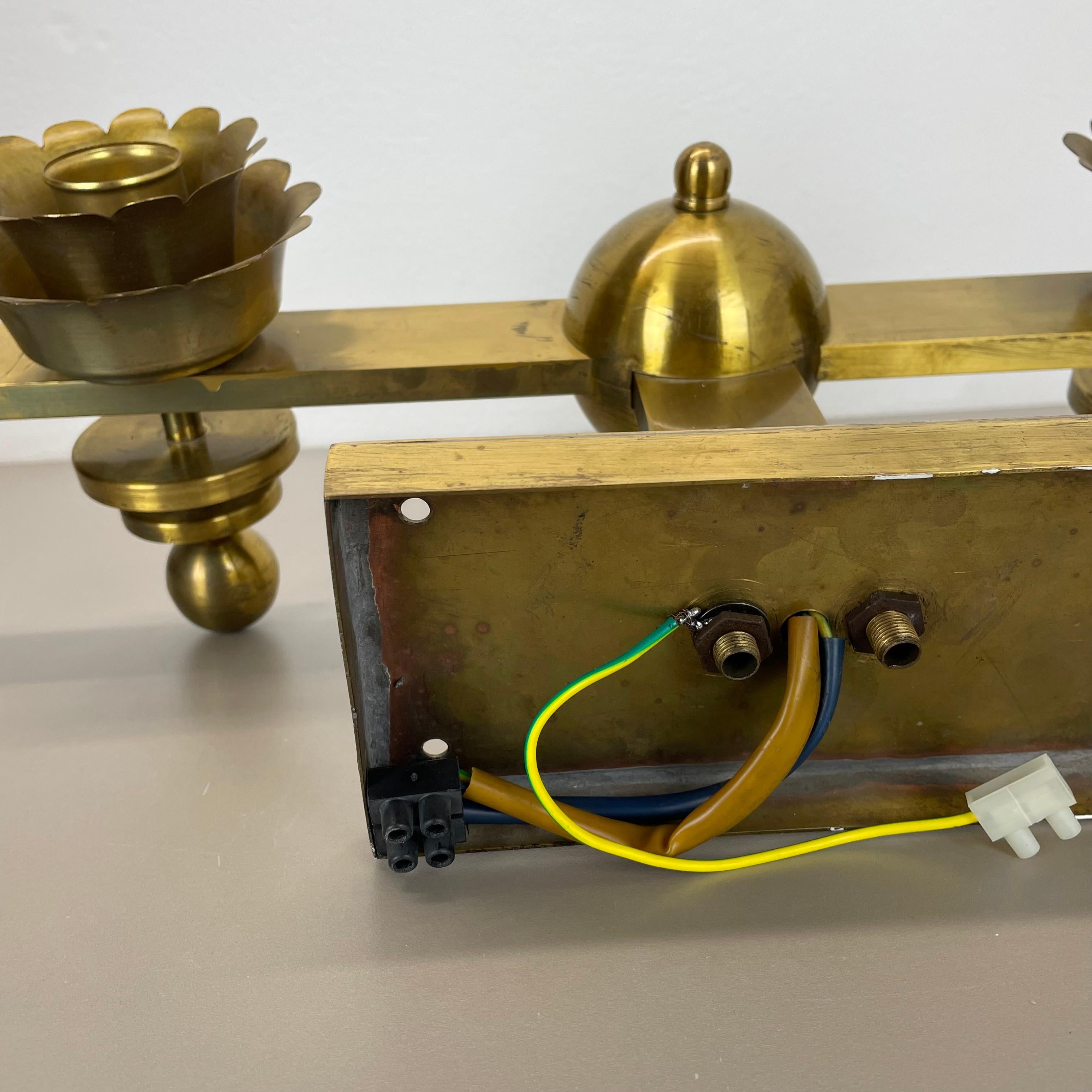 rare xxl art deco 65cm solid Brass Stilnovo Style Theatre Wall Light Italy 1950s For Sale 10