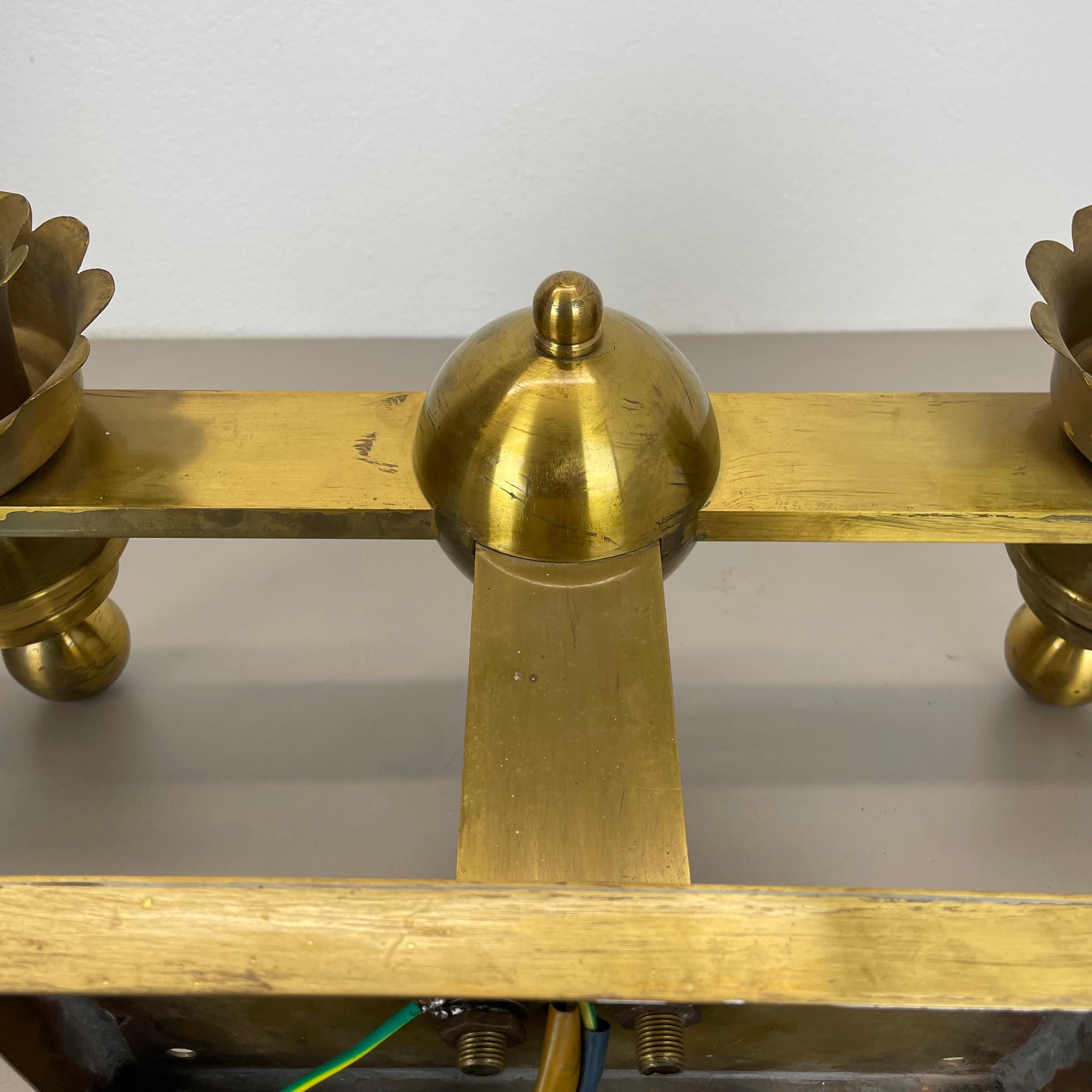 rare xxl art deco 65cm solid Brass Stilnovo Style Theatre Wall Light Italy 1950s For Sale 12
