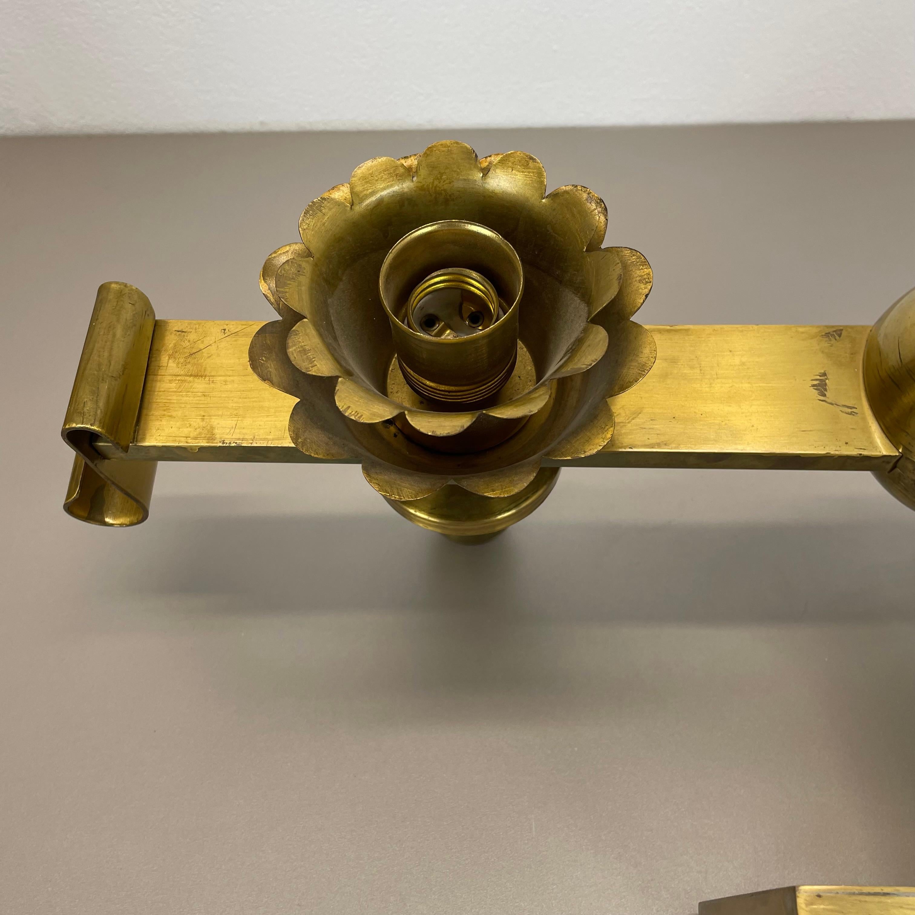 rare xxl art deco 65cm solid Brass Stilnovo Style Theatre Wall Light Italy 1950s For Sale 13