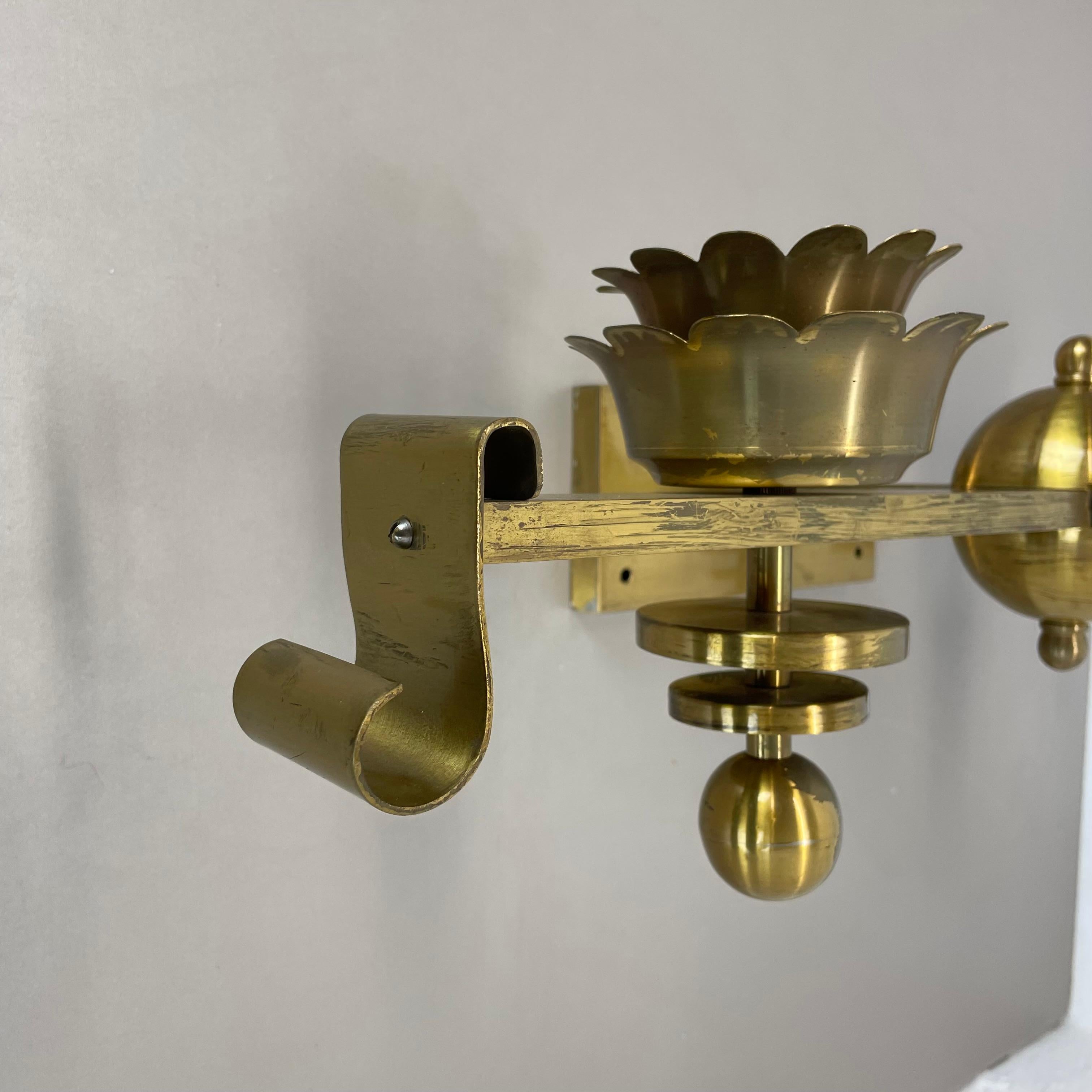 Italian rare xxl art deco 65cm solid Brass Stilnovo Style Theatre Wall Light Italy 1950s For Sale