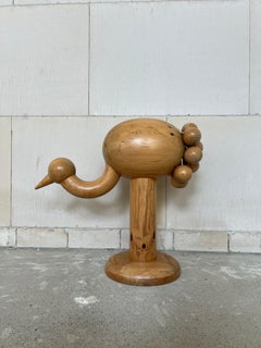 Rare modèle d'exposition XXL, sculpture d'autruche en bois de Kaija Aarikka (Finlande)