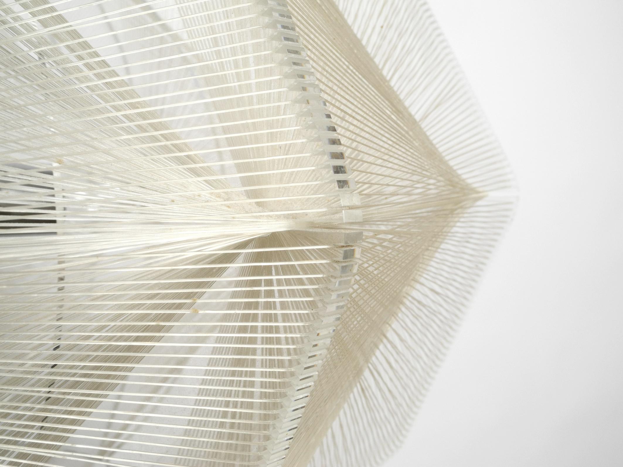 Rare XXL Nylon Thread Plexiglas Pendant Lamp by Paul Secon for Sompex 3