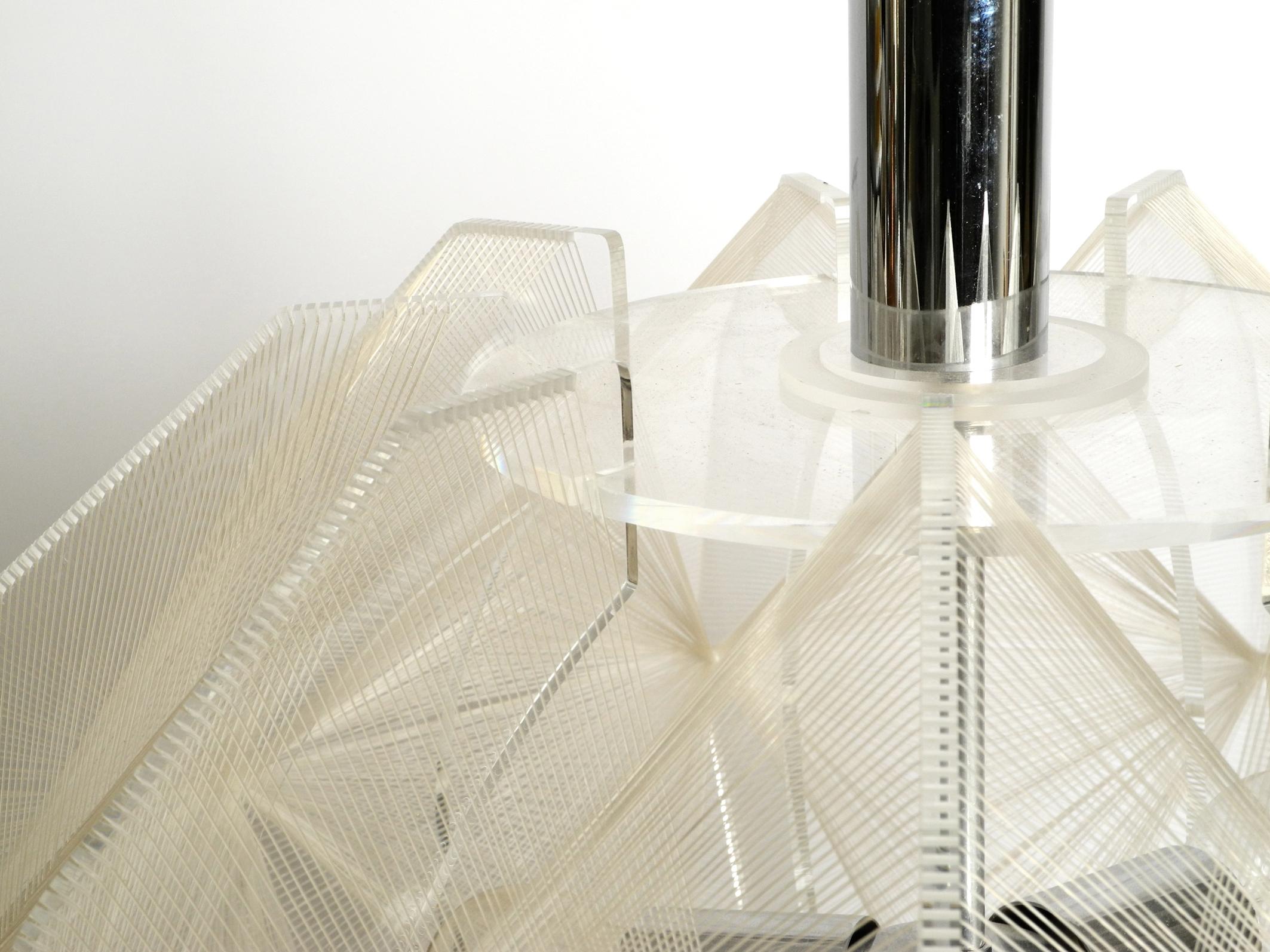 Rare XXL Nylon Thread Plexiglas Pendant Lamp by Paul Secon for Sompex 4