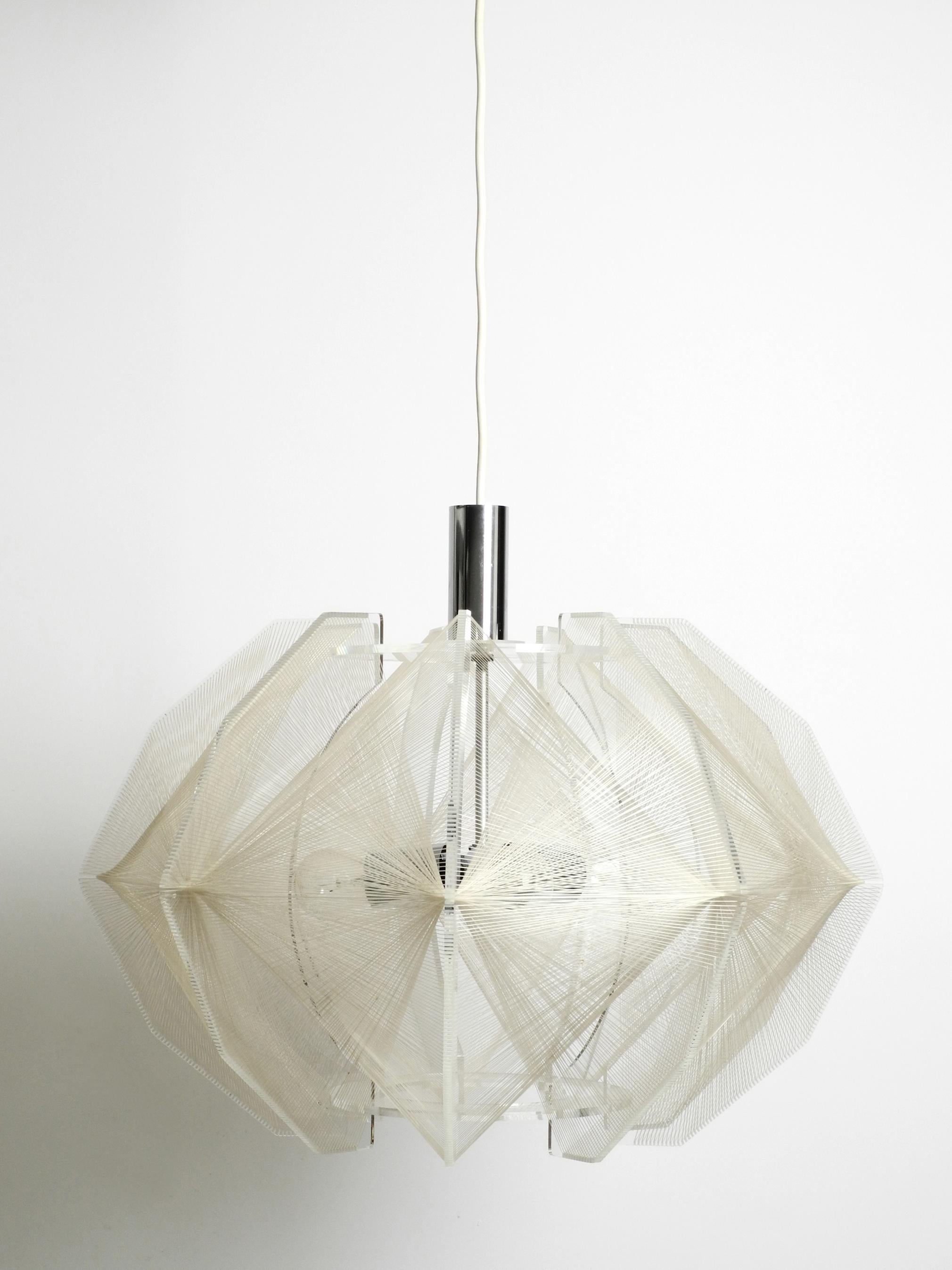 Rare XXL Nylon Thread Plexiglas Pendant Lamp by Paul Secon for Sompex 7