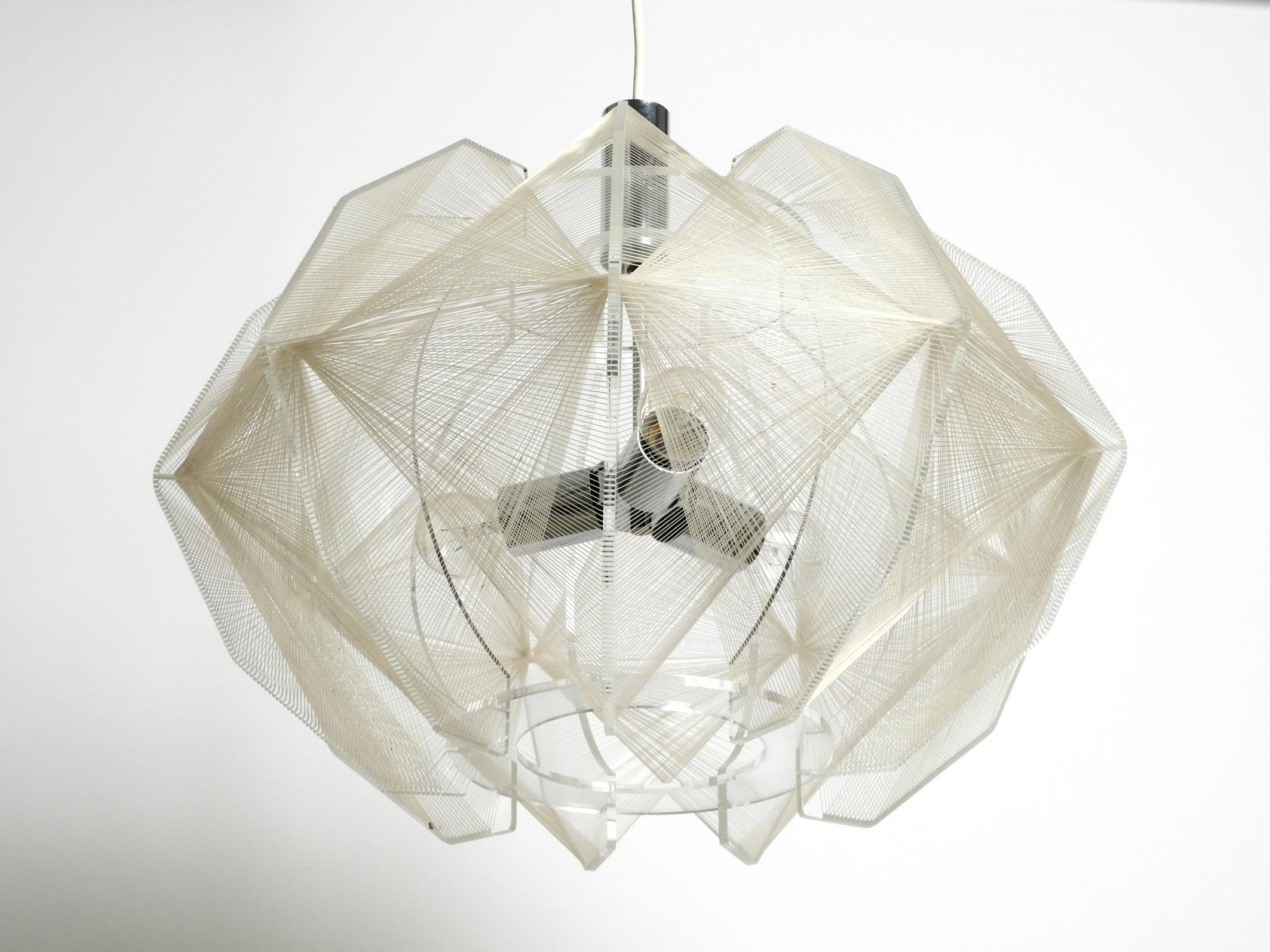 Rare XXL Nylon Thread Plexiglas Pendant Lamp by Paul Secon for Sompex 8