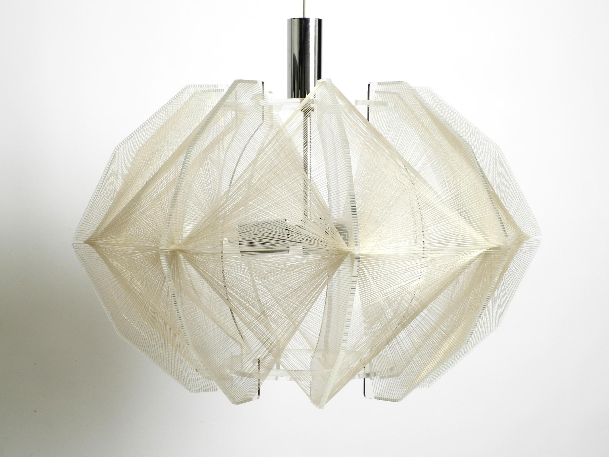 Rare XXL Nylon Thread Plexiglas Pendant Lamp by Paul Secon for Sompex 10