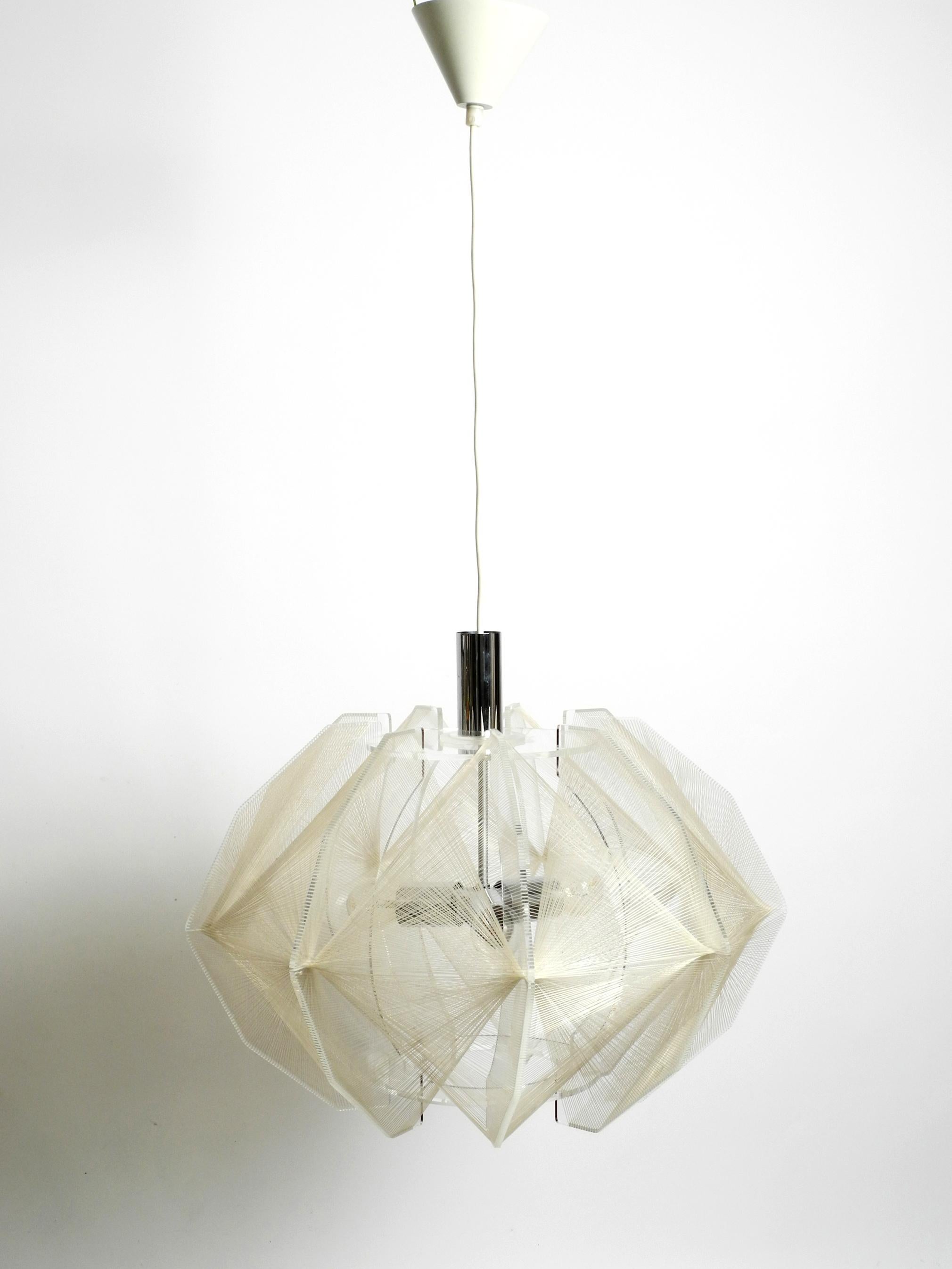 Rare XXL Nylon Thread Plexiglas Pendant Lamp by Paul Secon for Sompex In Good Condition In München, DE