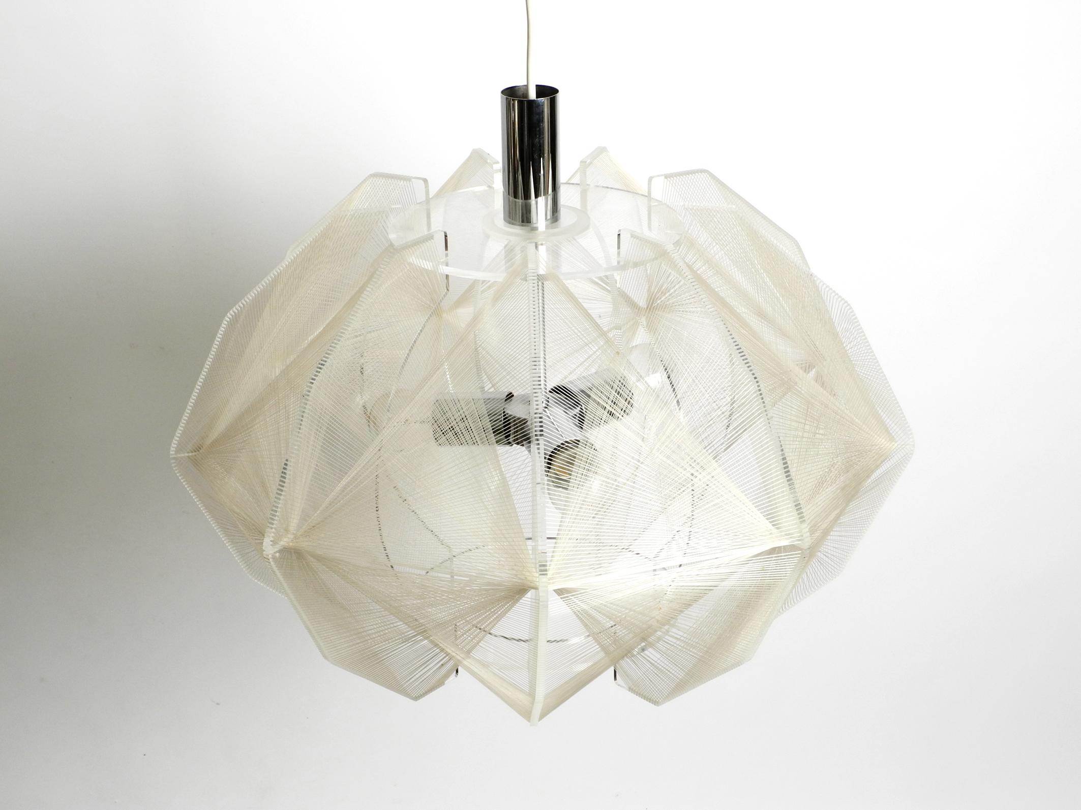 Late 20th Century Rare XXL Nylon Thread Plexiglas Pendant Lamp by Paul Secon for Sompex