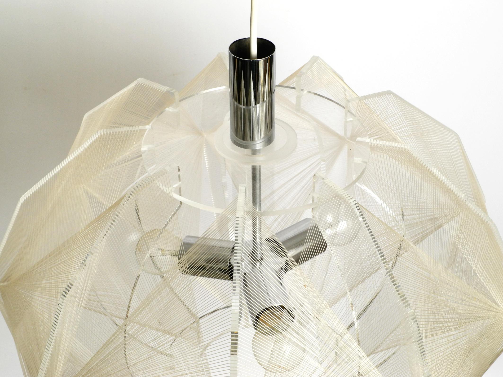 Rare XXL Nylon Thread Plexiglas Pendant Lamp by Paul Secon for Sompex 1