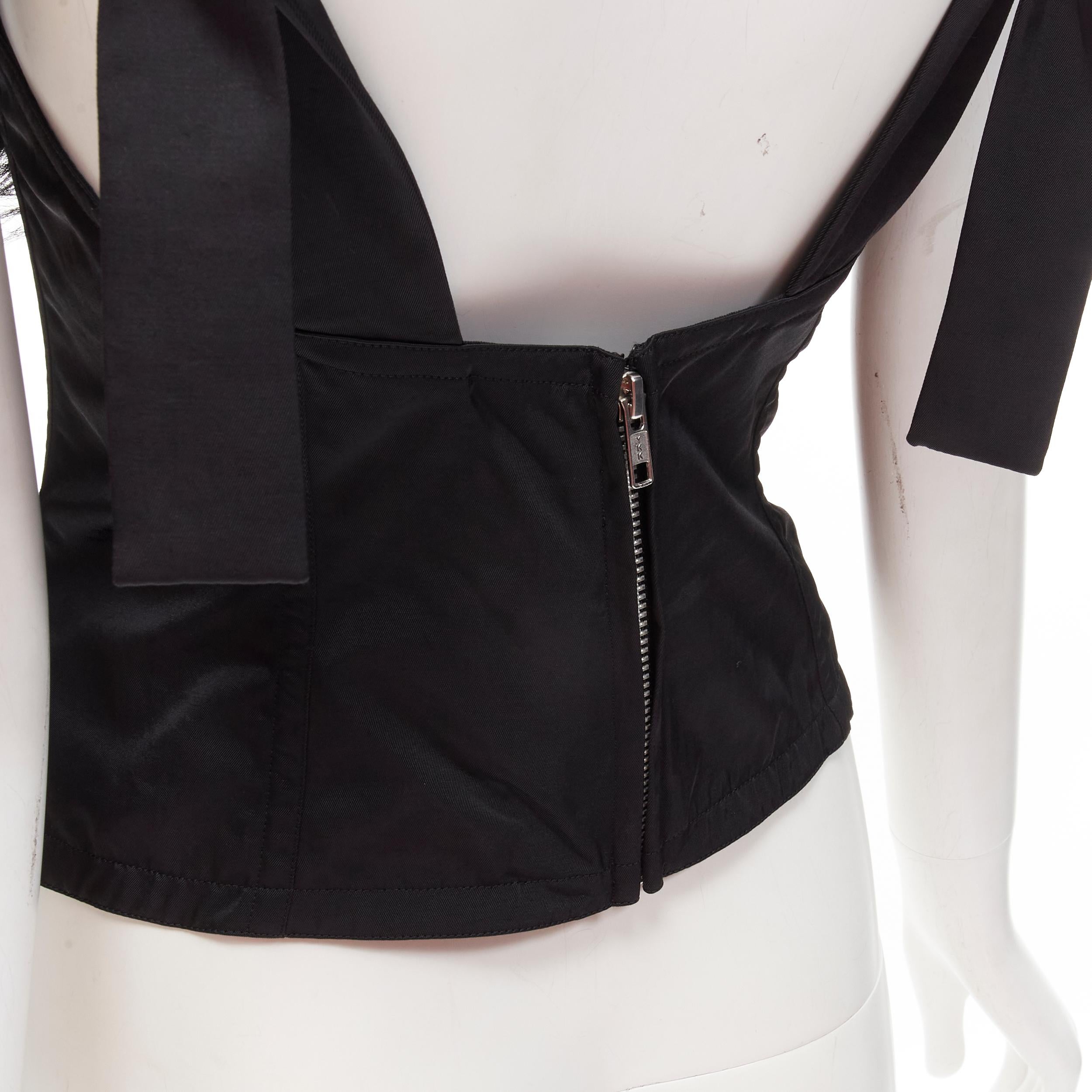 rare Y3 YOHJI YAMAMOTO ADIDAS black faux fur scoop collar boned corset top S 1