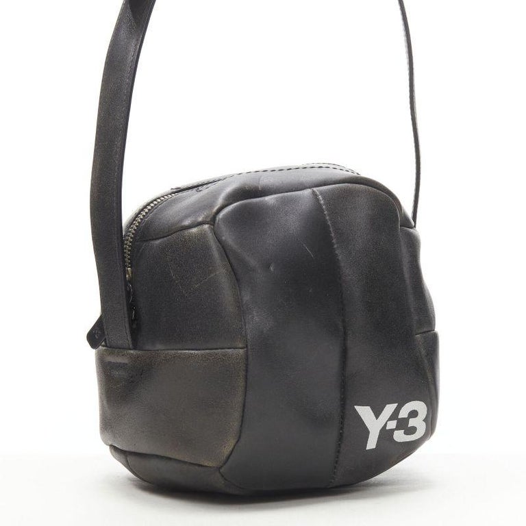rare Y3 YOHJI YAMAMOTO ADIDAS volleyball distressed leather crossbody