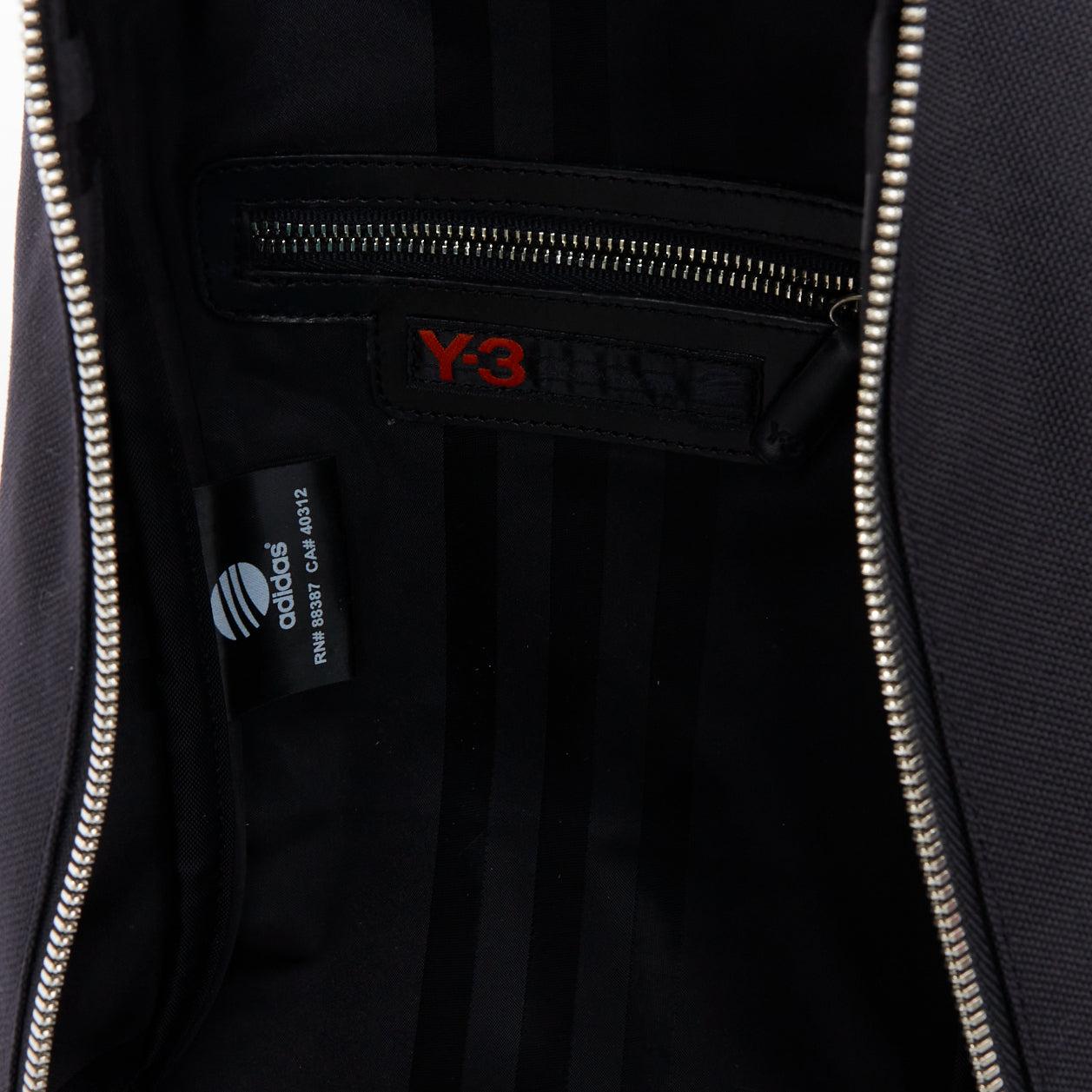 rare Y3 YOHJI YAMAMOTO pink cyclist embroidery black leather top handle bag For Sale 5