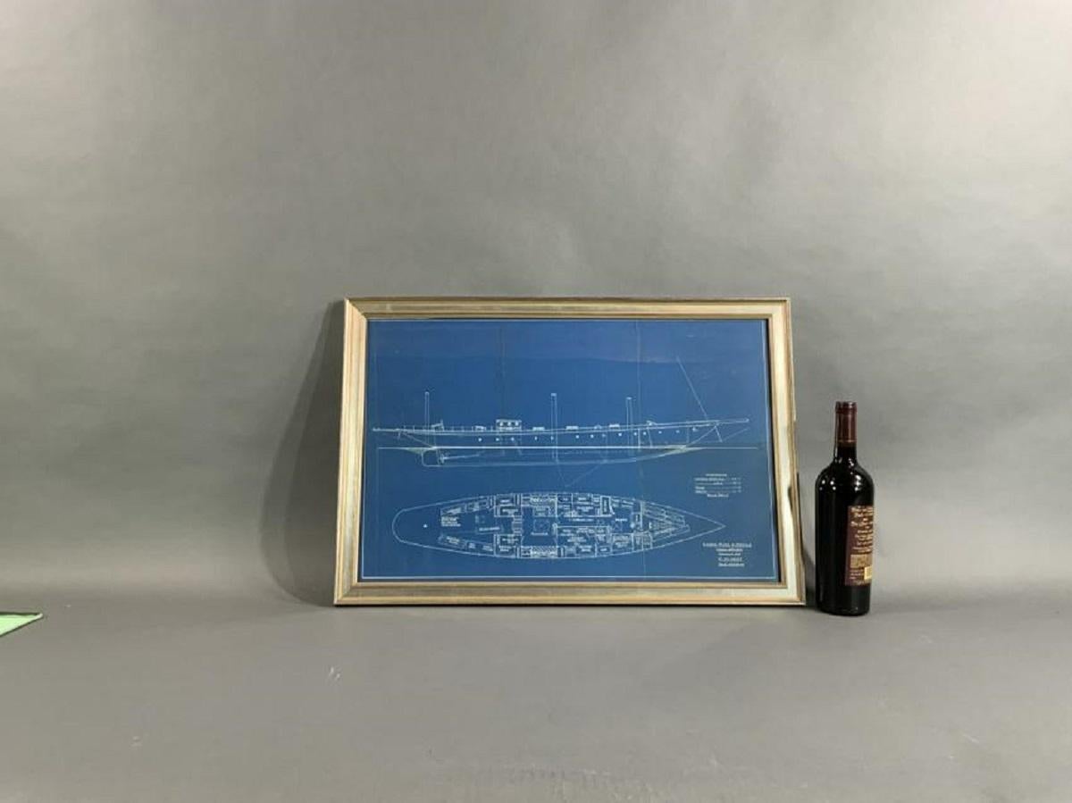 Rare imprimé bleu de yachting par Hoyt Excellent état - En vente à Norwell, MA
