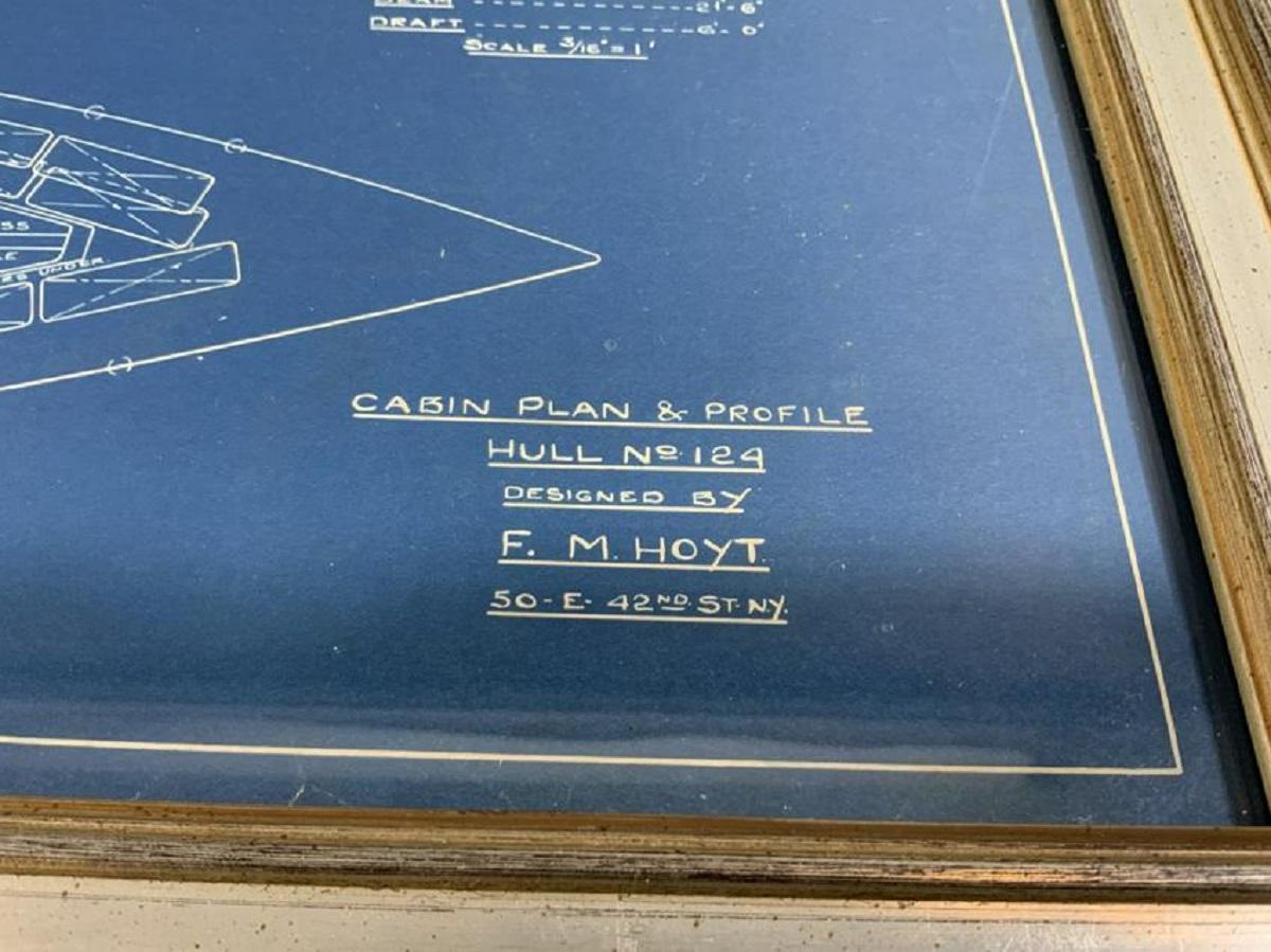 Papier Rare imprimé bleu de yachting par Hoyt en vente