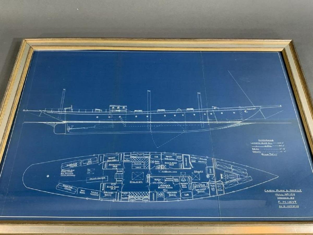 Rare Yachting Blueprint by Hoyt For Sale 1