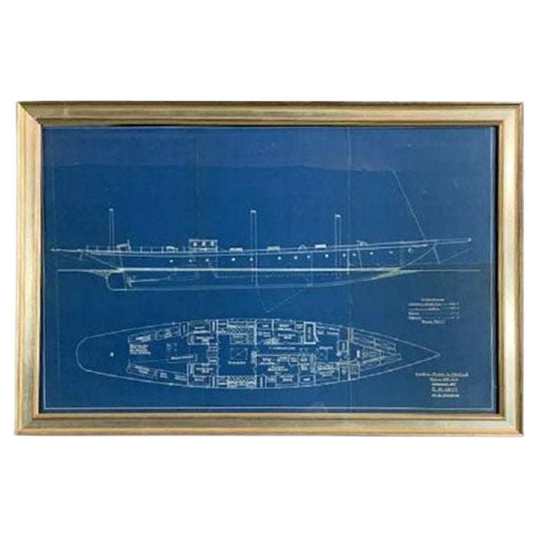 Rare imprimé bleu de yachting par Hoyt