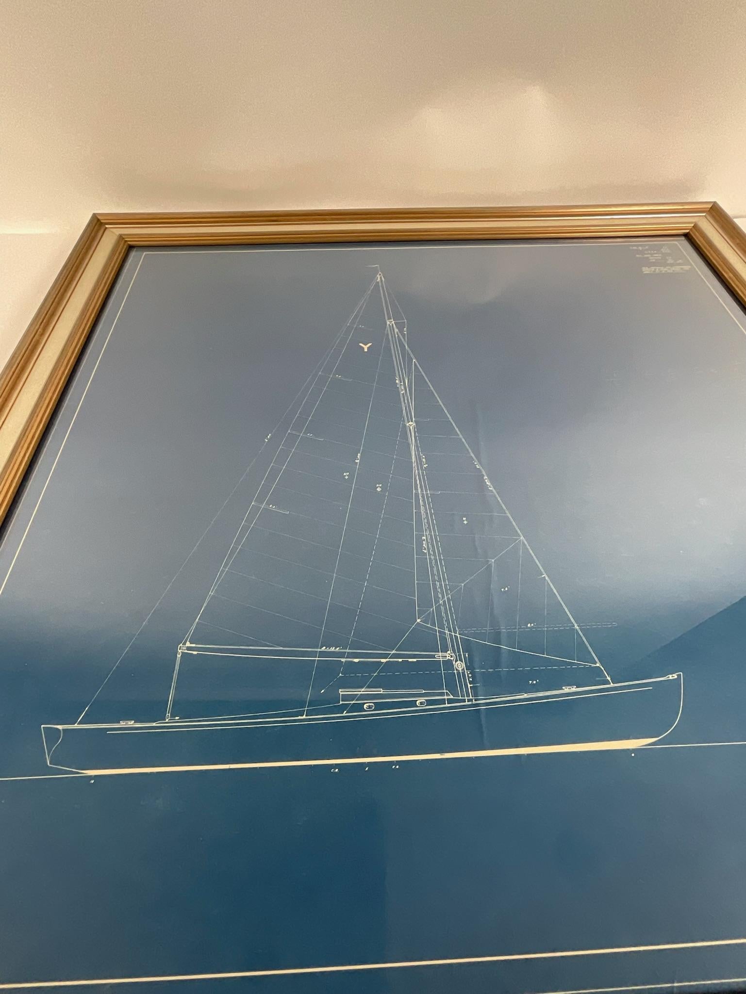 Rare Yankee One Design Class Blueprint In Good Condition For Sale In Norwell, MA