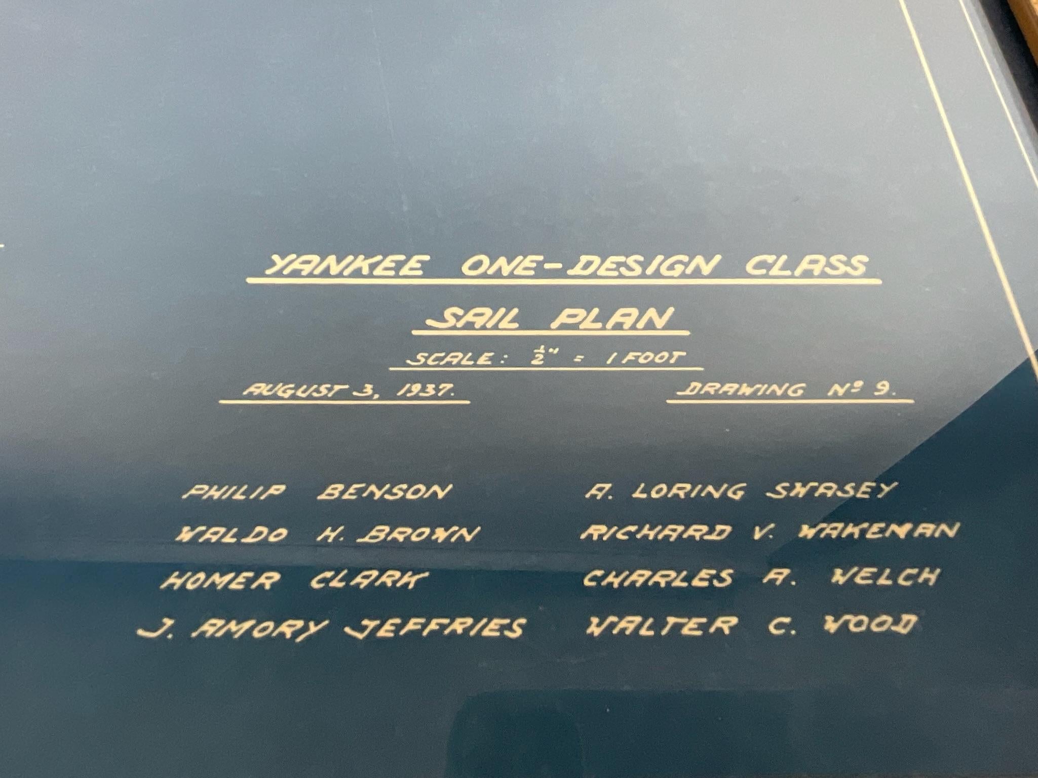 Mid-20th Century Rare Yankee One Design Class Blueprint For Sale