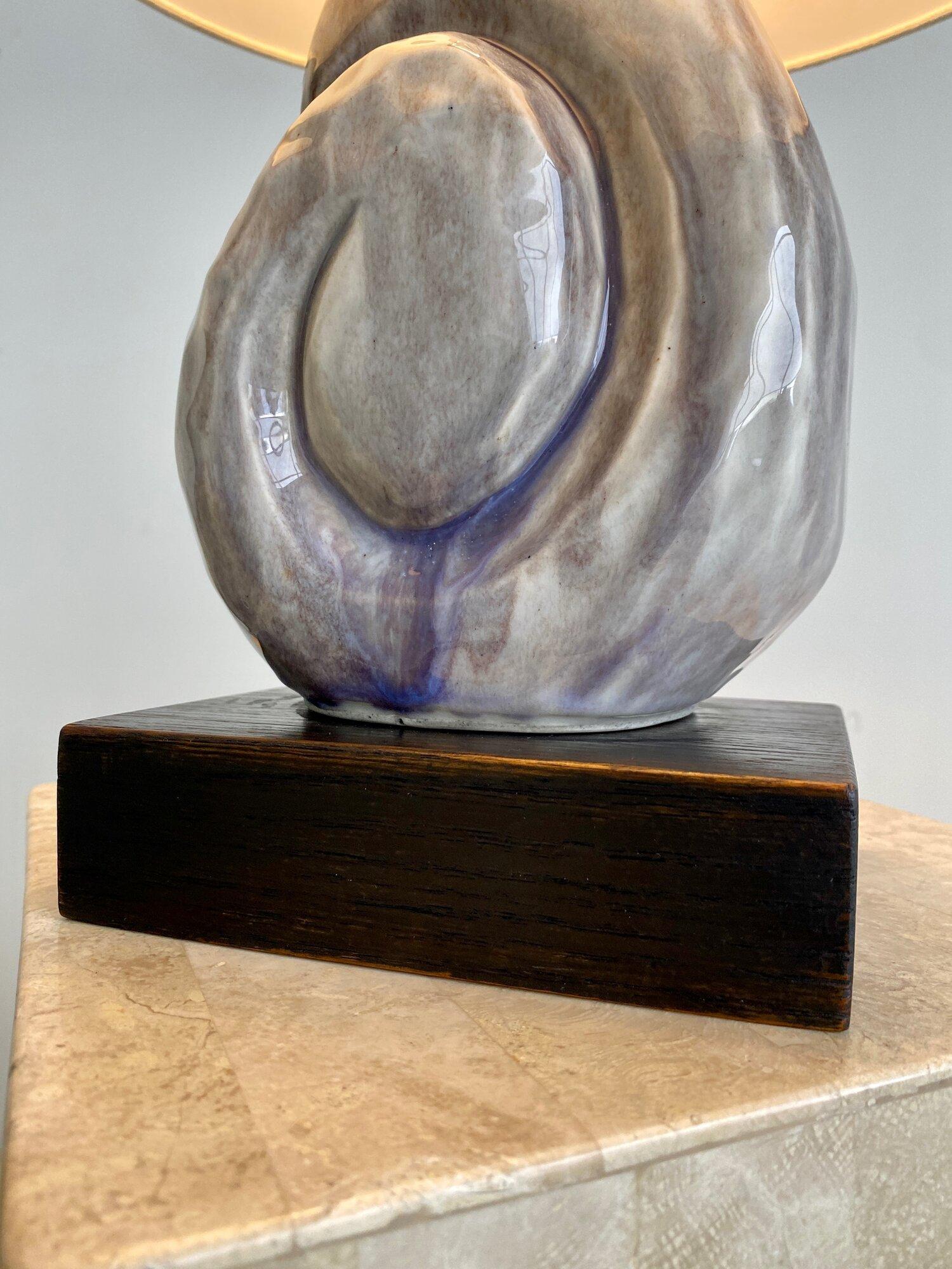 Rare Yasha Heifetz Mounted Lavender Glazed Ceramic Nautilus Shell Lamp, 1950s For Sale 7