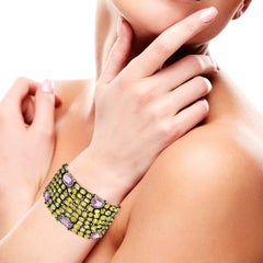 Raro braccialetto di zaffiri gialli e rosa in oro giallo 14 carati