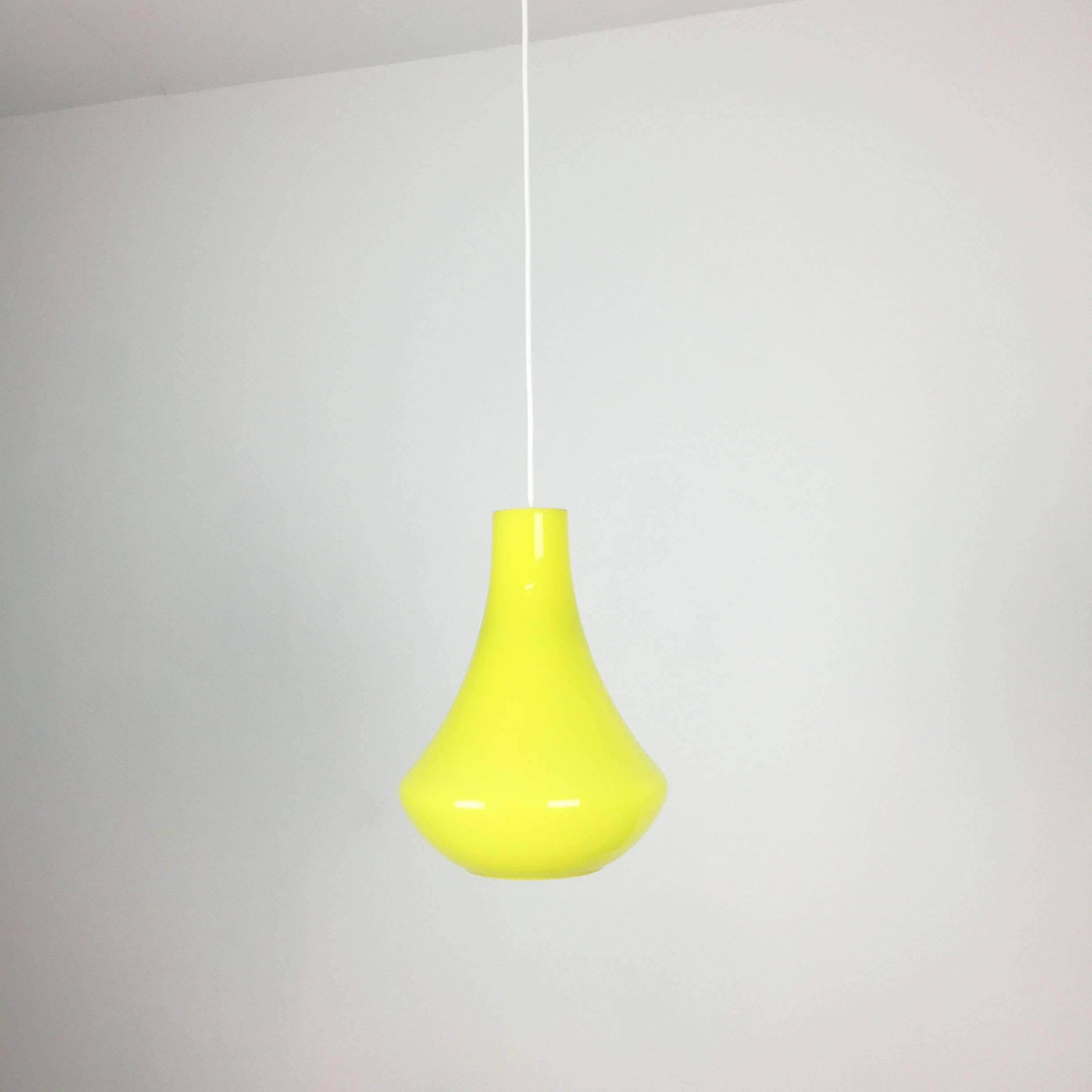 Mid-Century Modern Rare Yellow German Glass Hanging Light Made by Peill & Putzler, Germany, 1970s
