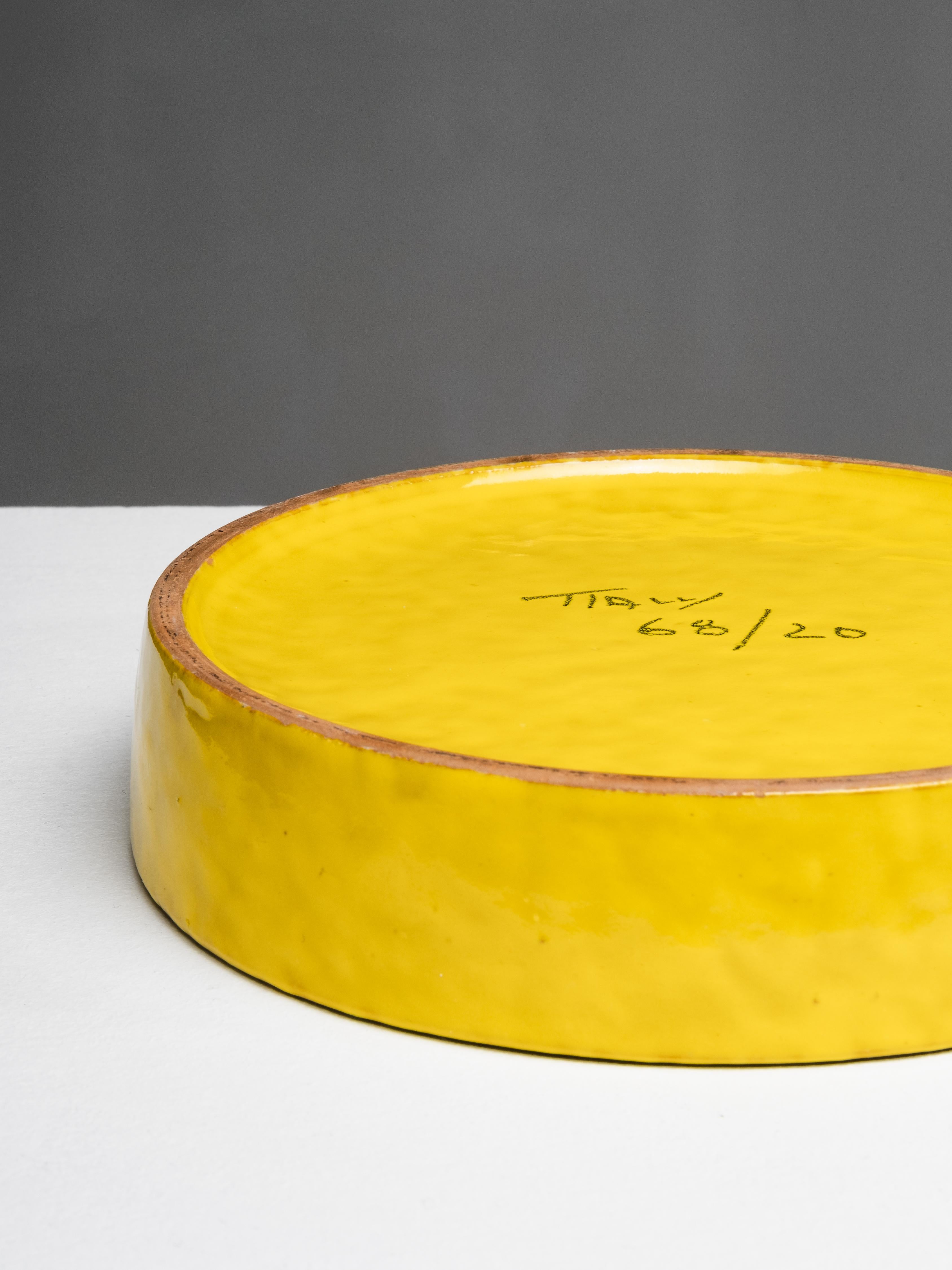 Seltene gelb glasierte Schale von Aldo Londi für Bitossi, Italien, 1960er Jahre im Angebot 2