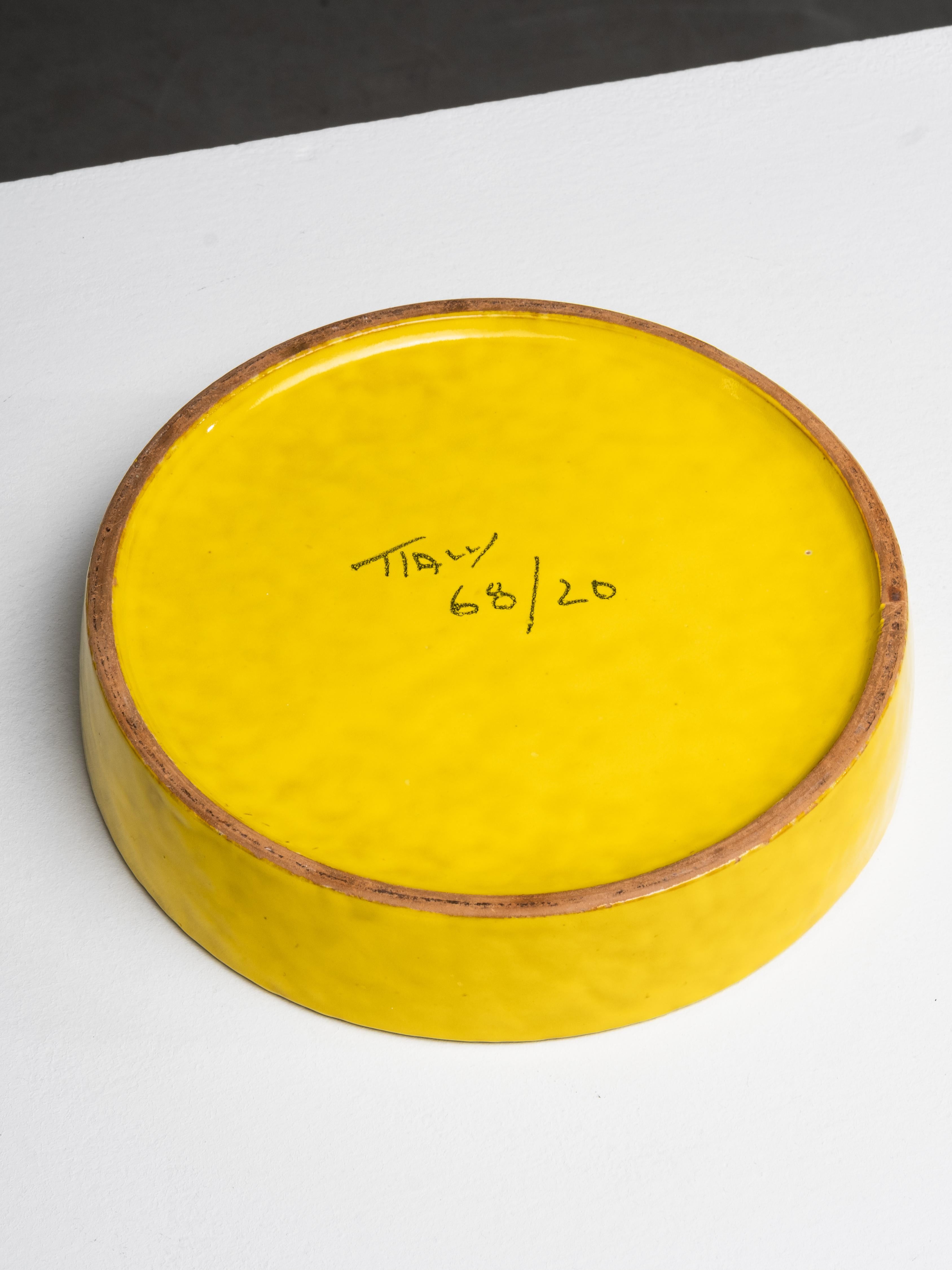 Seltene gelb glasierte Schale von Aldo Londi für Bitossi, Italien, 1960er Jahre im Angebot 3