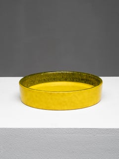 Rare plat émaillé jaune par Aldo Londi pour Bitossi, Italie, années 1960