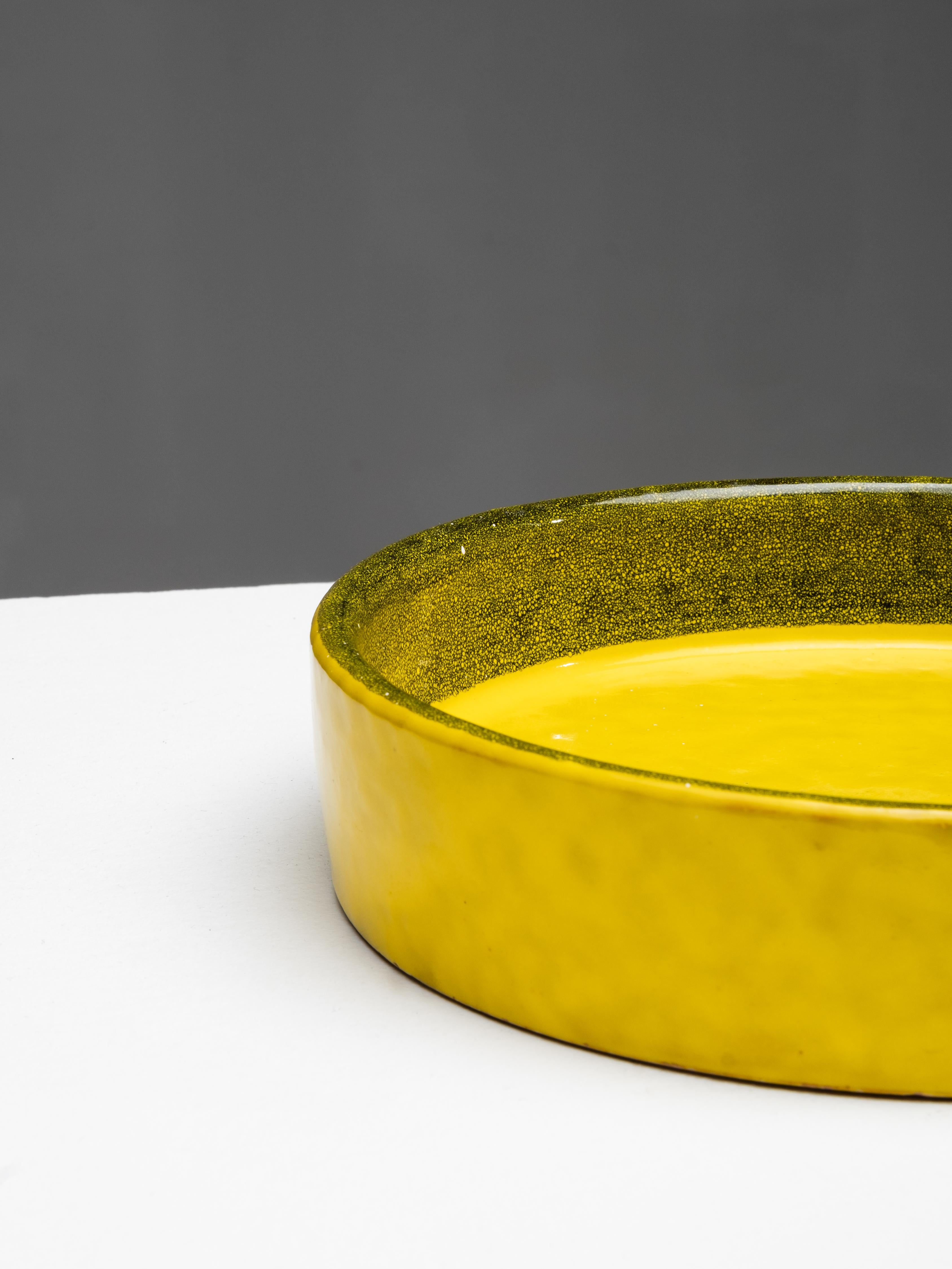 Seltene gelb glasierte Schale von Aldo Londi für Bitossi, Italien, 1960er Jahre (Moderne der Mitte des Jahrhunderts) im Angebot