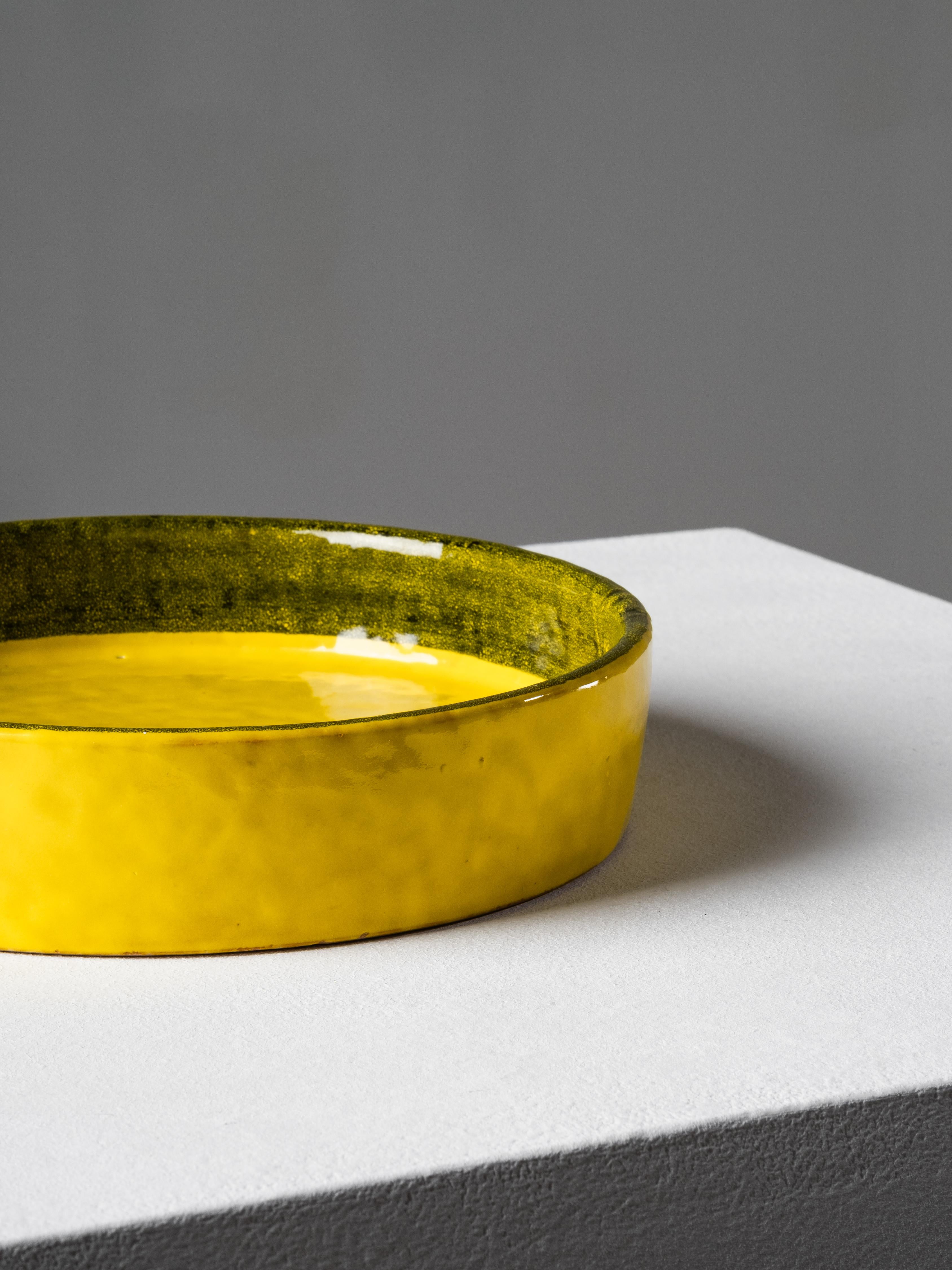 Seltene gelb glasierte Schale von Aldo Londi für Bitossi, Italien, 1960er Jahre im Angebot 1