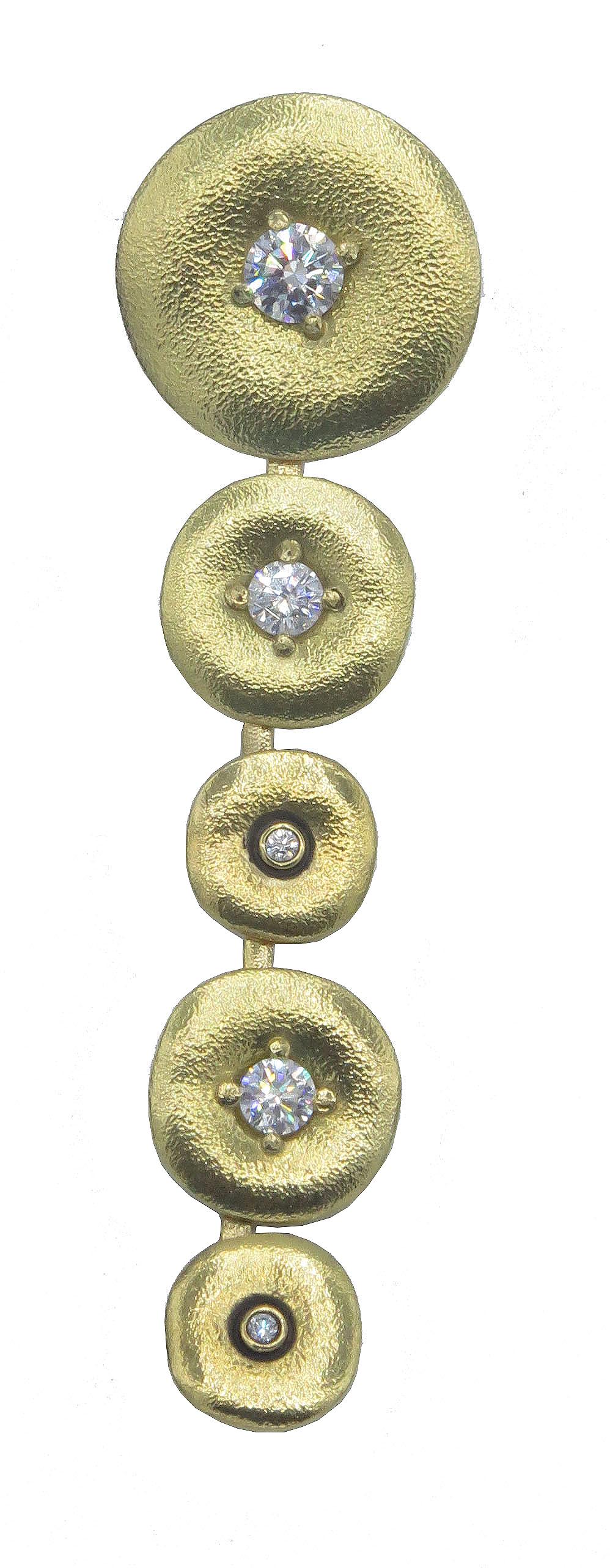 Beautiful and rare yellow gold and diamond earrings were created by famed jewelry designer Alex Sepkus only two pairs of these earrings are known to have been made, they contain 1.12 carats of sparkling diamonds, set in brushed yellow gold. These