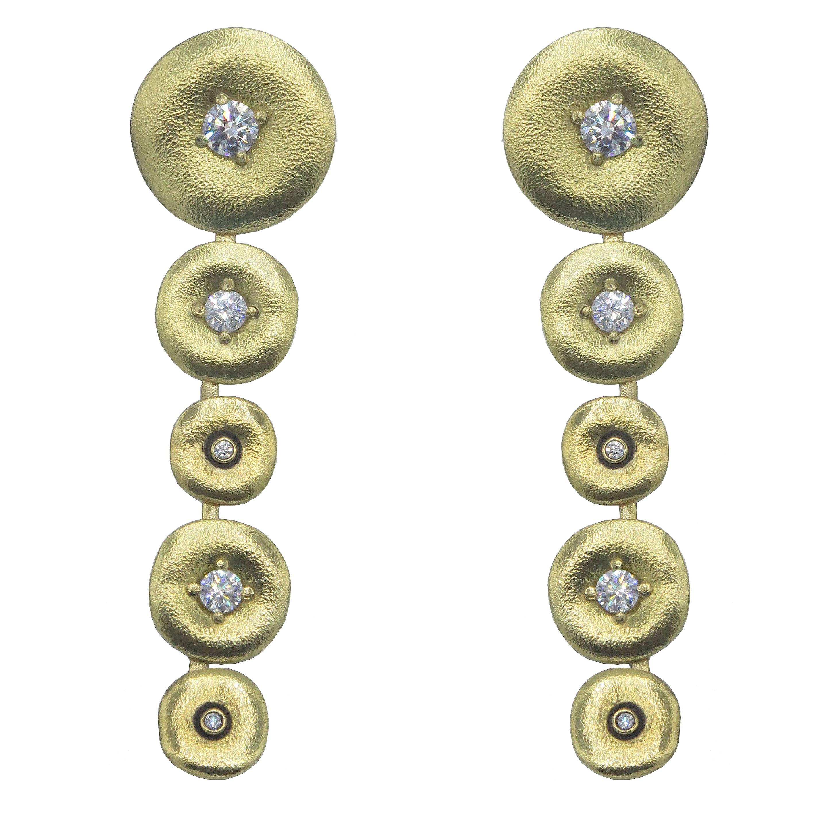 Rare Yellow Gold and Diamond Earrings by Designer Alex Sepkus