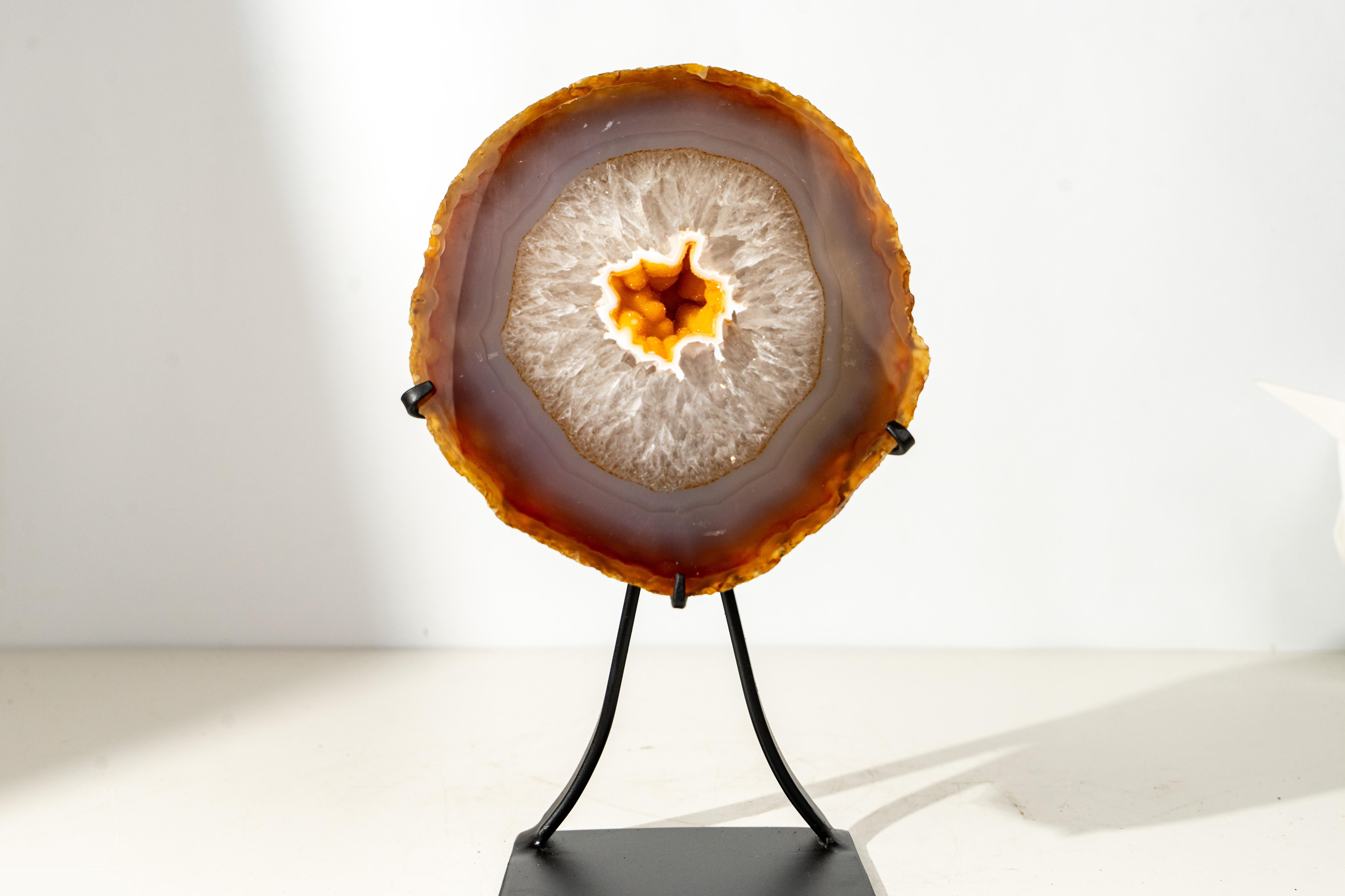 Raro geode di agata gialla con druzy galassia d'oro in vendita 1