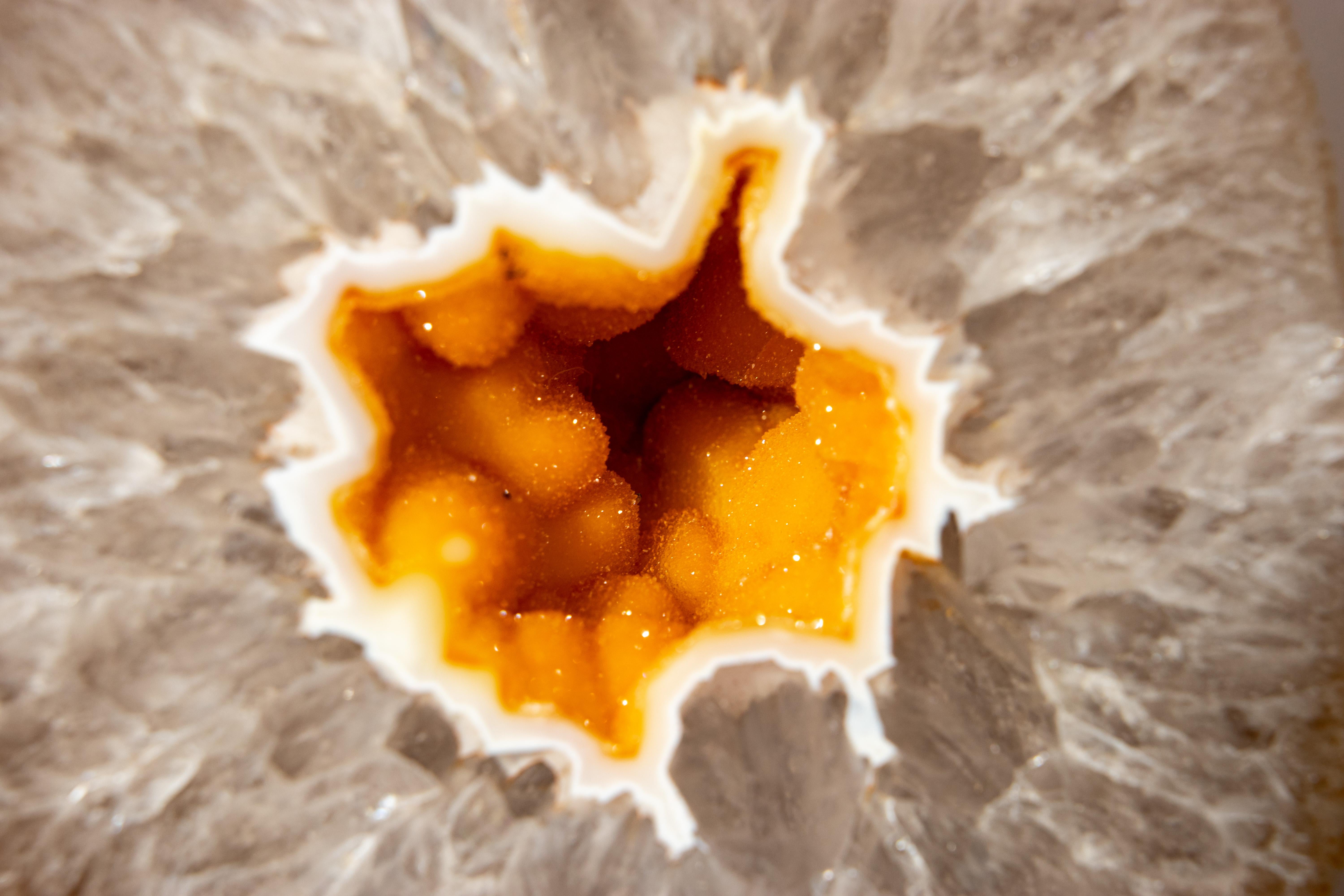 Raro geode di agata gialla con druzy galassia d'oro in vendita 2