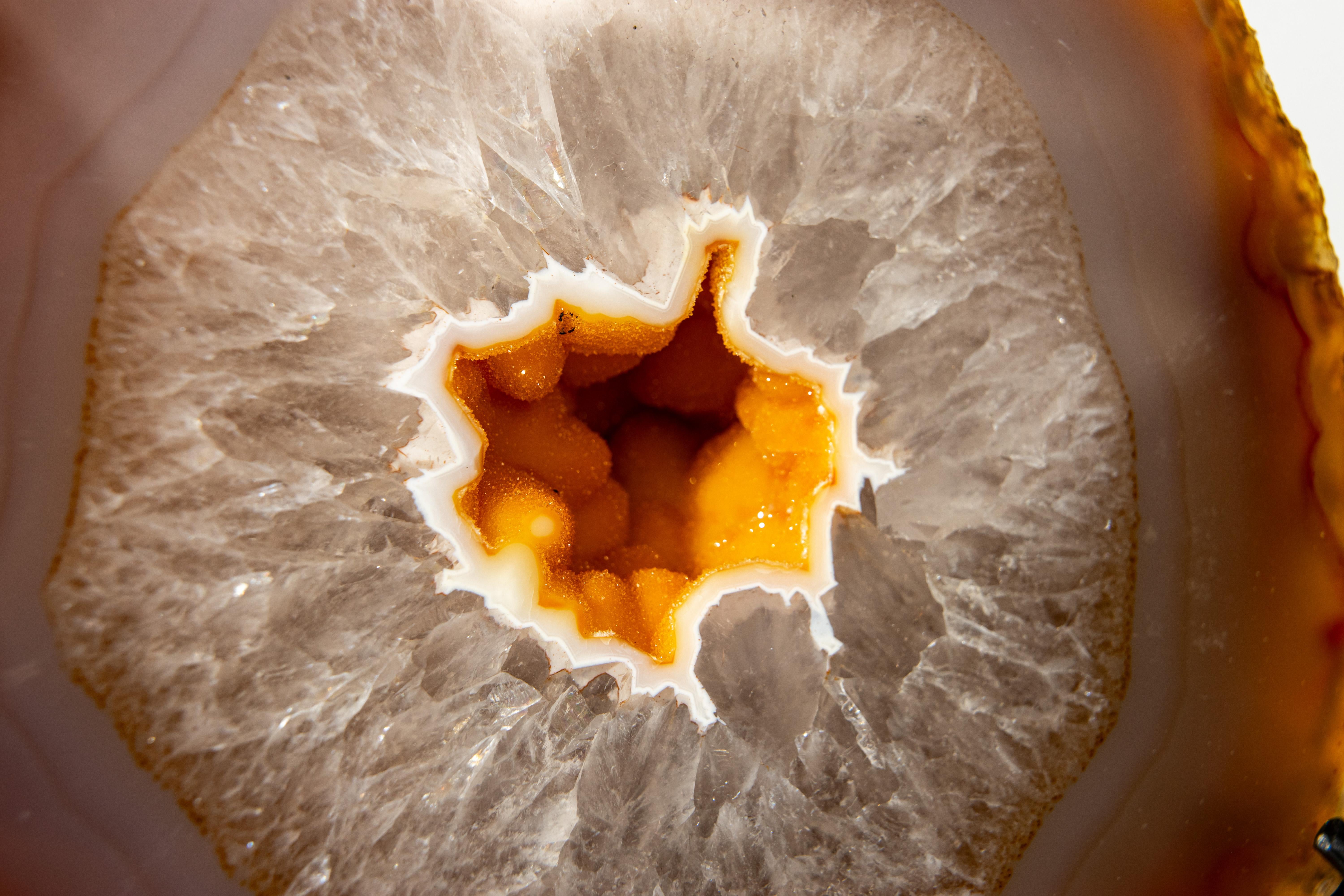 Raro geode di agata gialla con druzy galassia d'oro in vendita 3