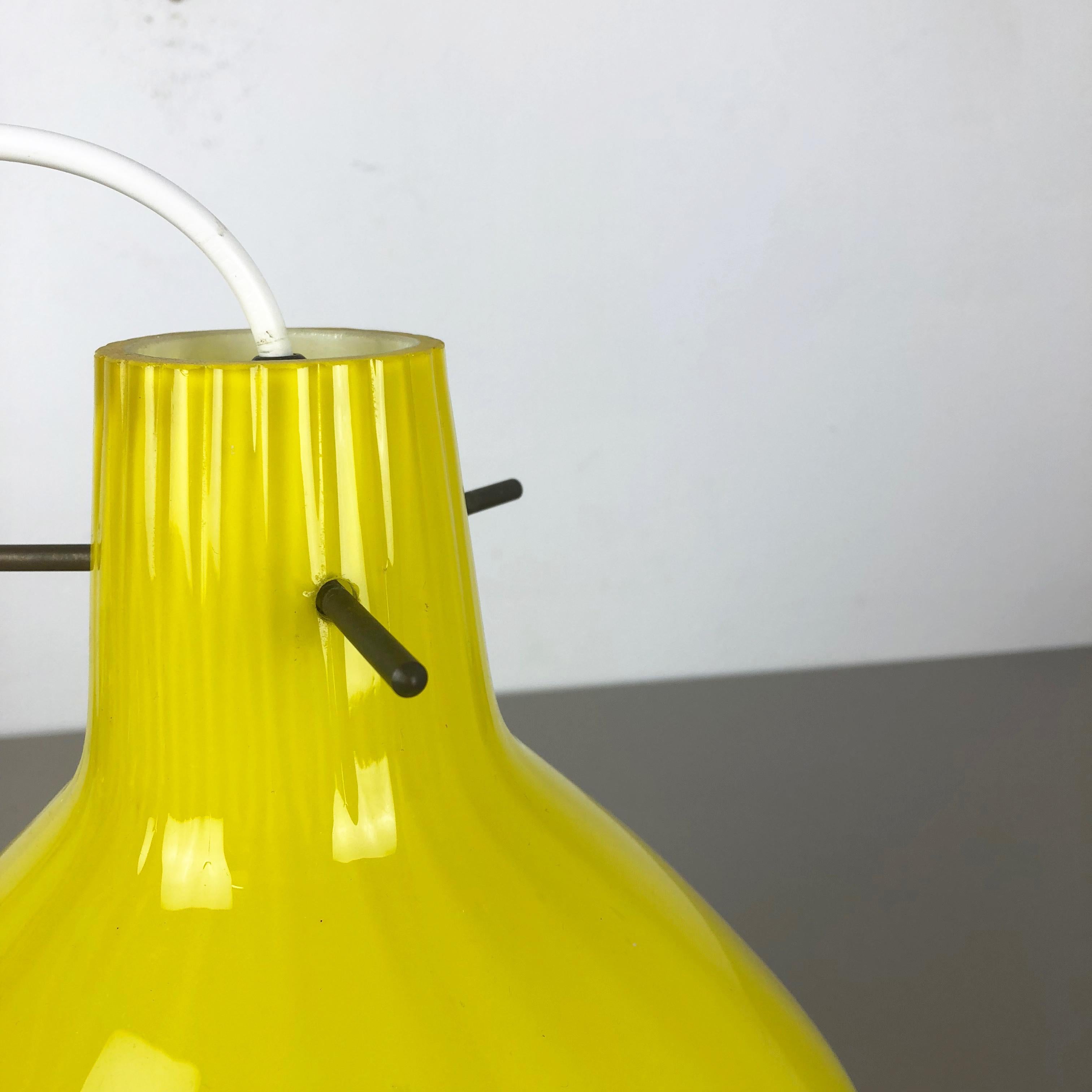 Rare Yellow Murano Glass Hanging Light Stilnovo Style, Italy, 1960s 5