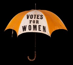 Rare Yellow & White Suffrage Parasol with "Votes for Women" Text