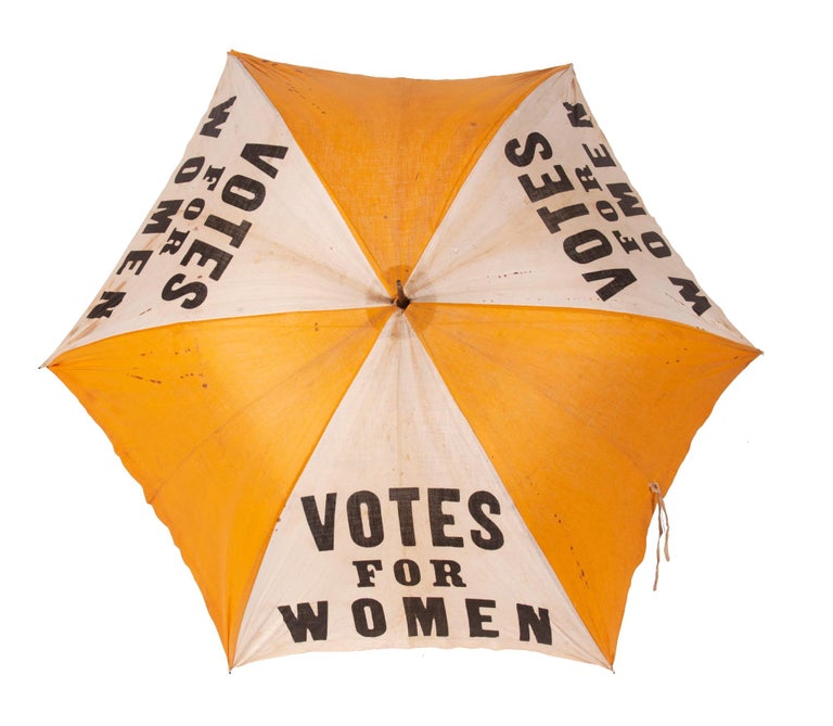 Rare Yellow & White Suffrage Parasol with 