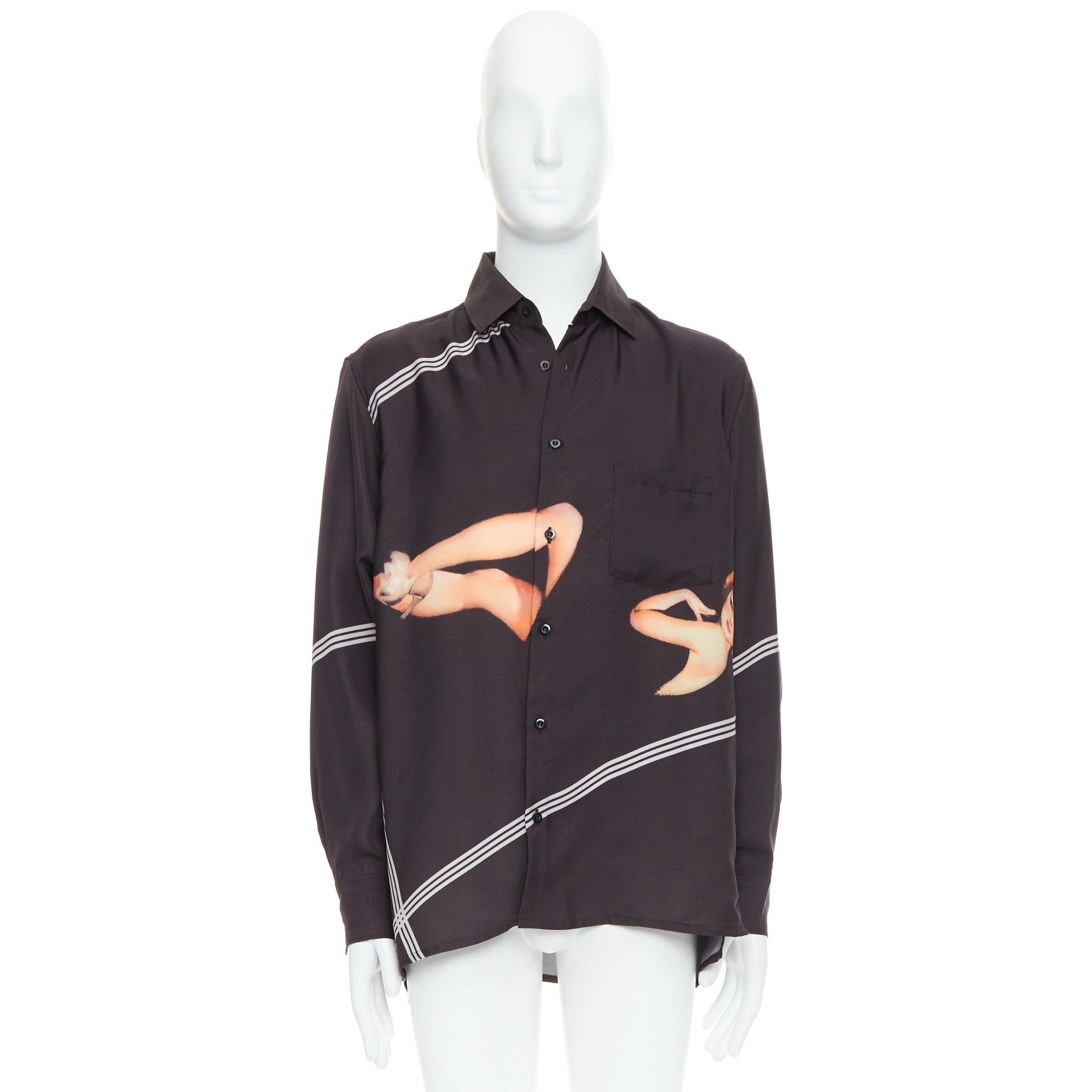 rare YOHJI YAMAMOTO 2001 Vintage black nude pinup girl print shirt JP3 L 5