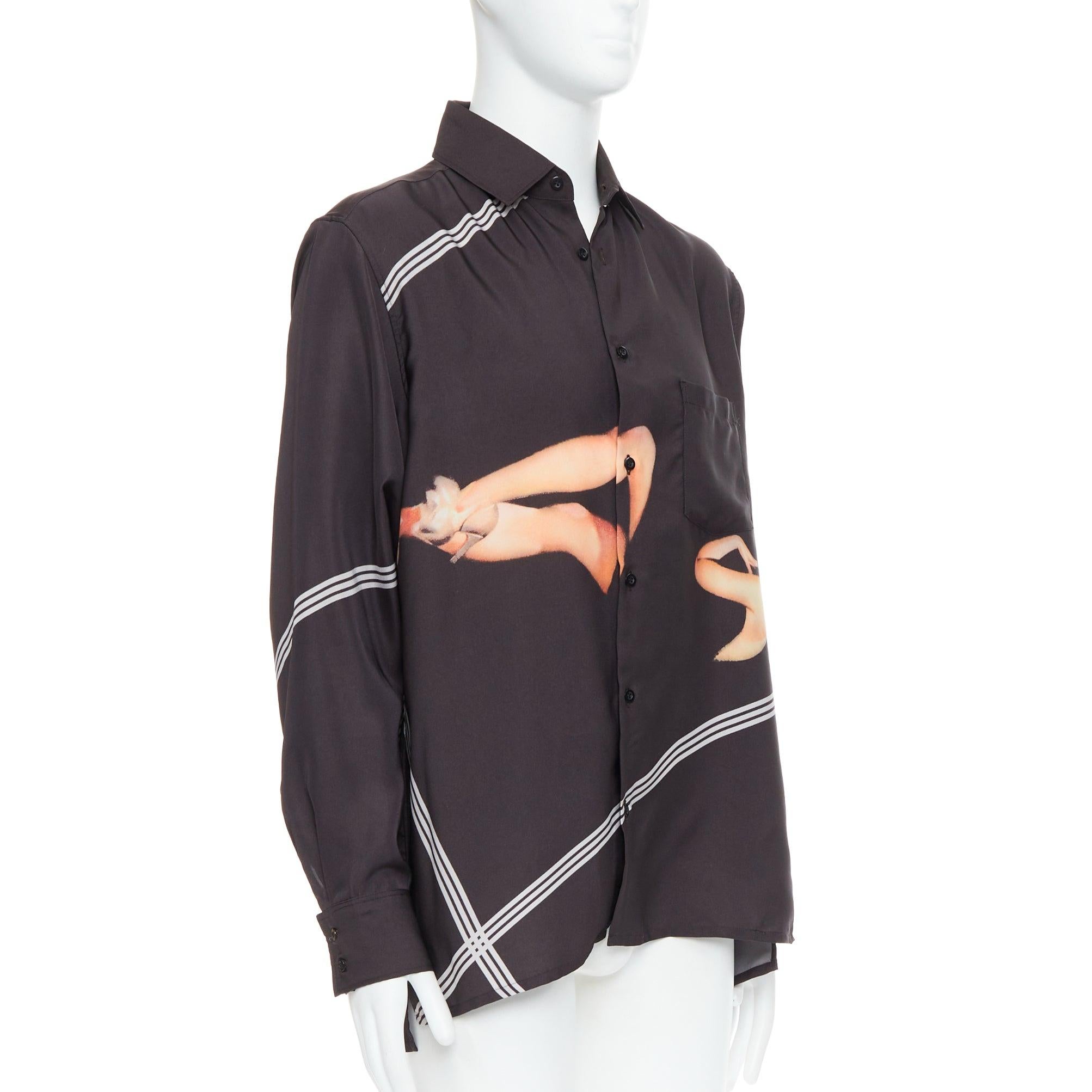 Black rare YOHJI YAMAMOTO 2001 Vintage black nude pinup girl print shirt JP3 L